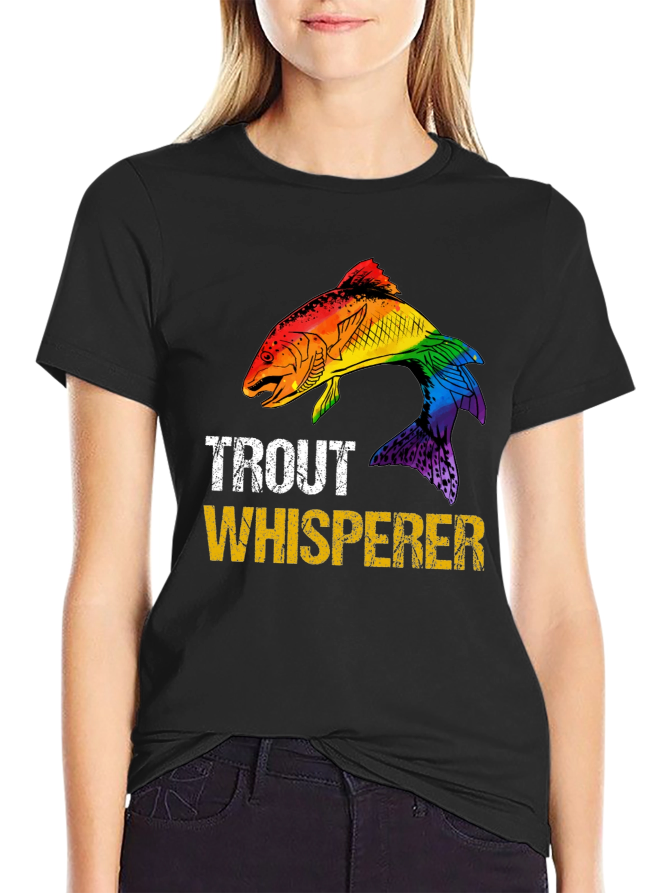 Trout Whisperer Rainbow Fish Graphic T-Shirt