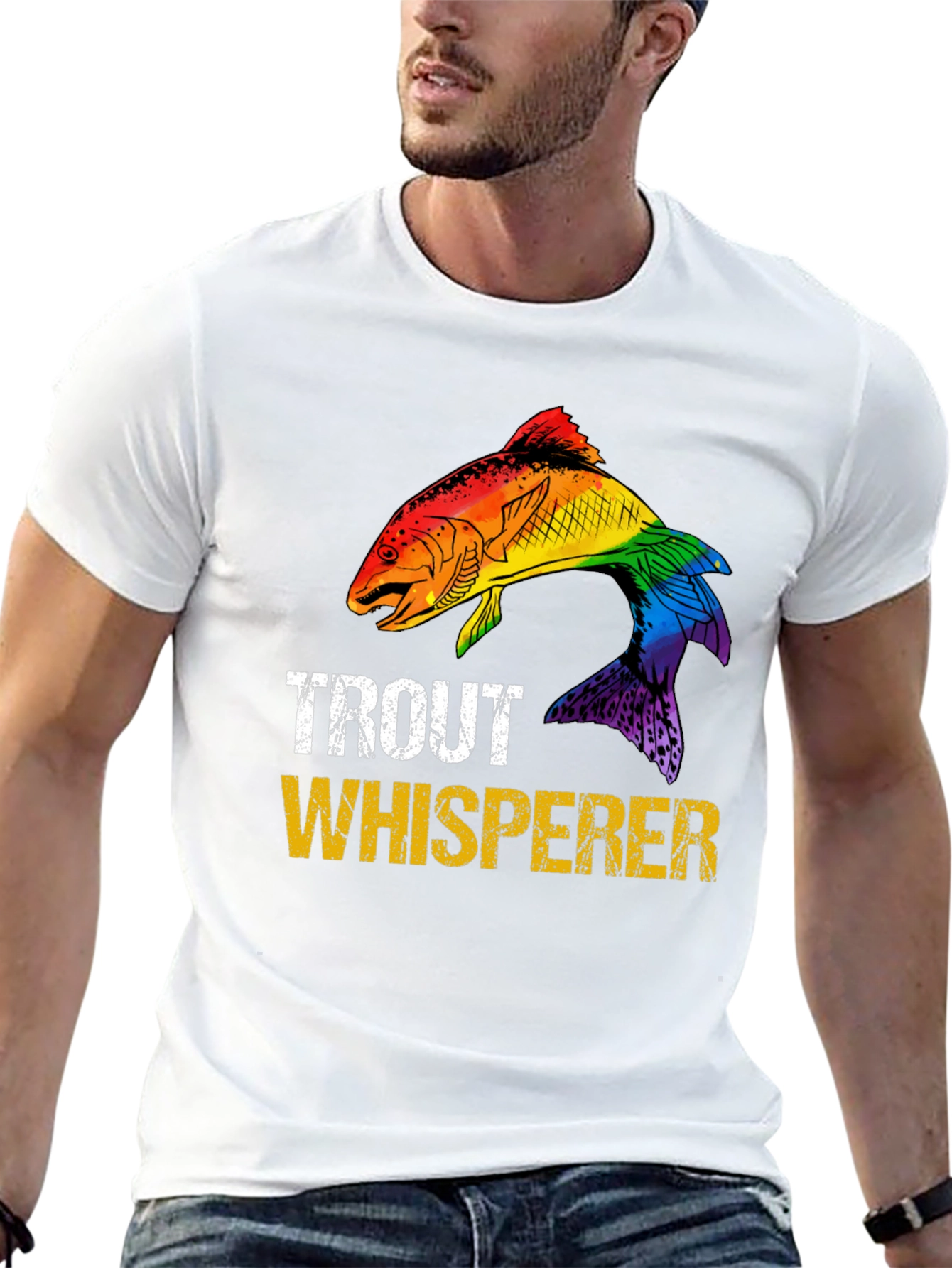 Trout Whisperer Rainbow Fish Graphic T-Shirt