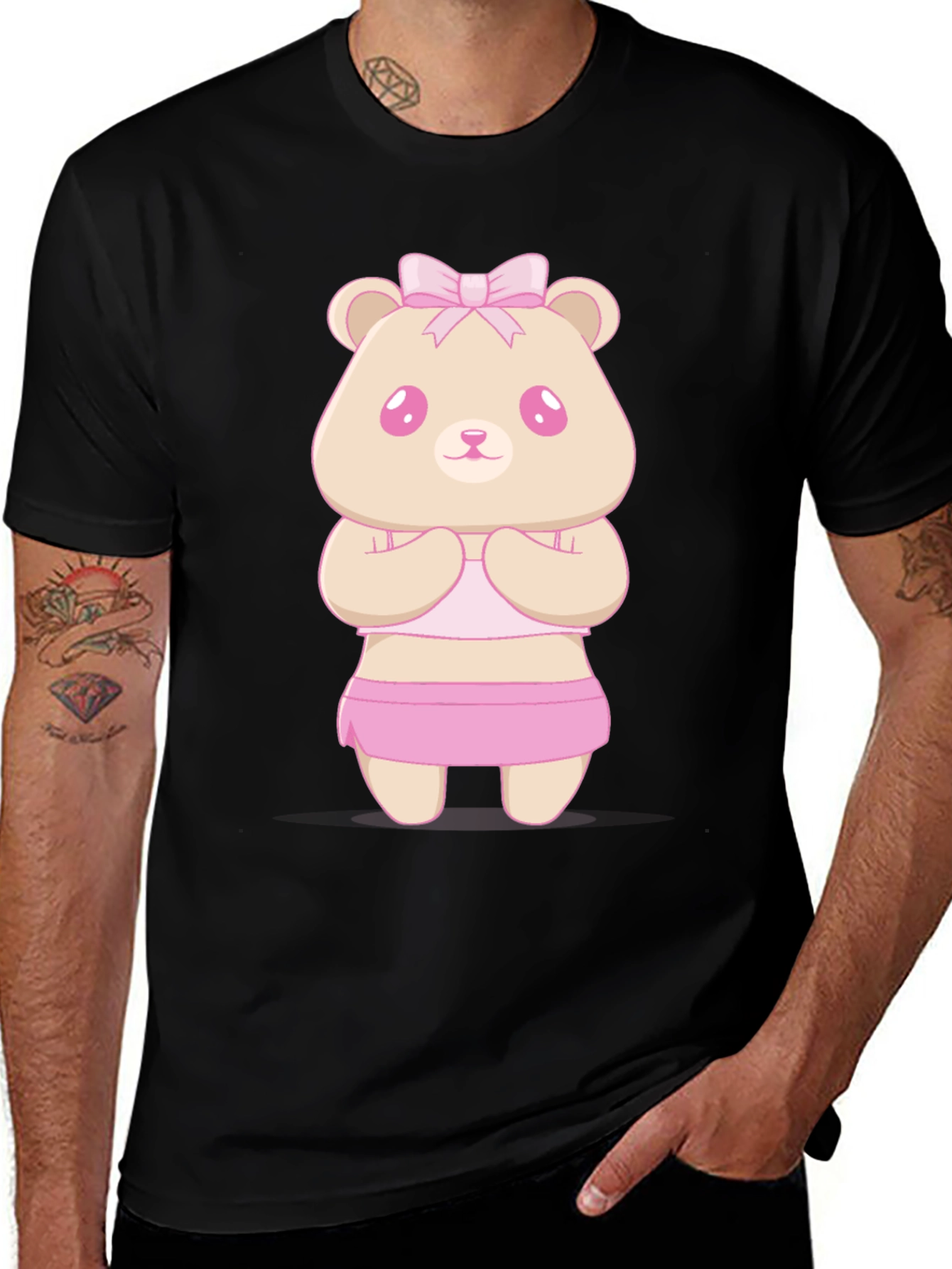 Cute Kawaii Bear T-Shirt - Unisex Black Tee