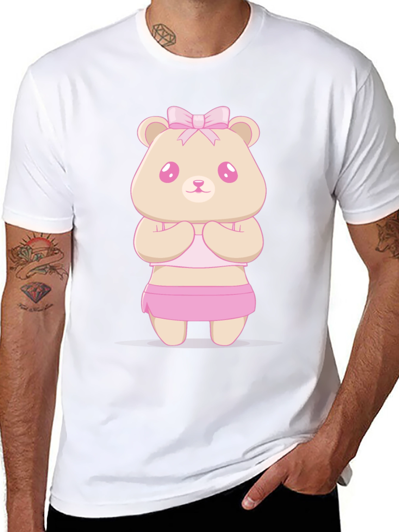 Cute Kawaii Bear T-Shirt - Unisex Black Tee