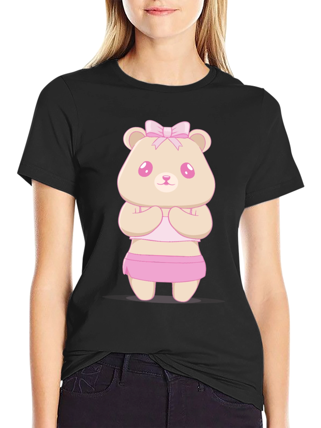 Cute Kawaii Bear T-Shirt - Unisex Black Tee