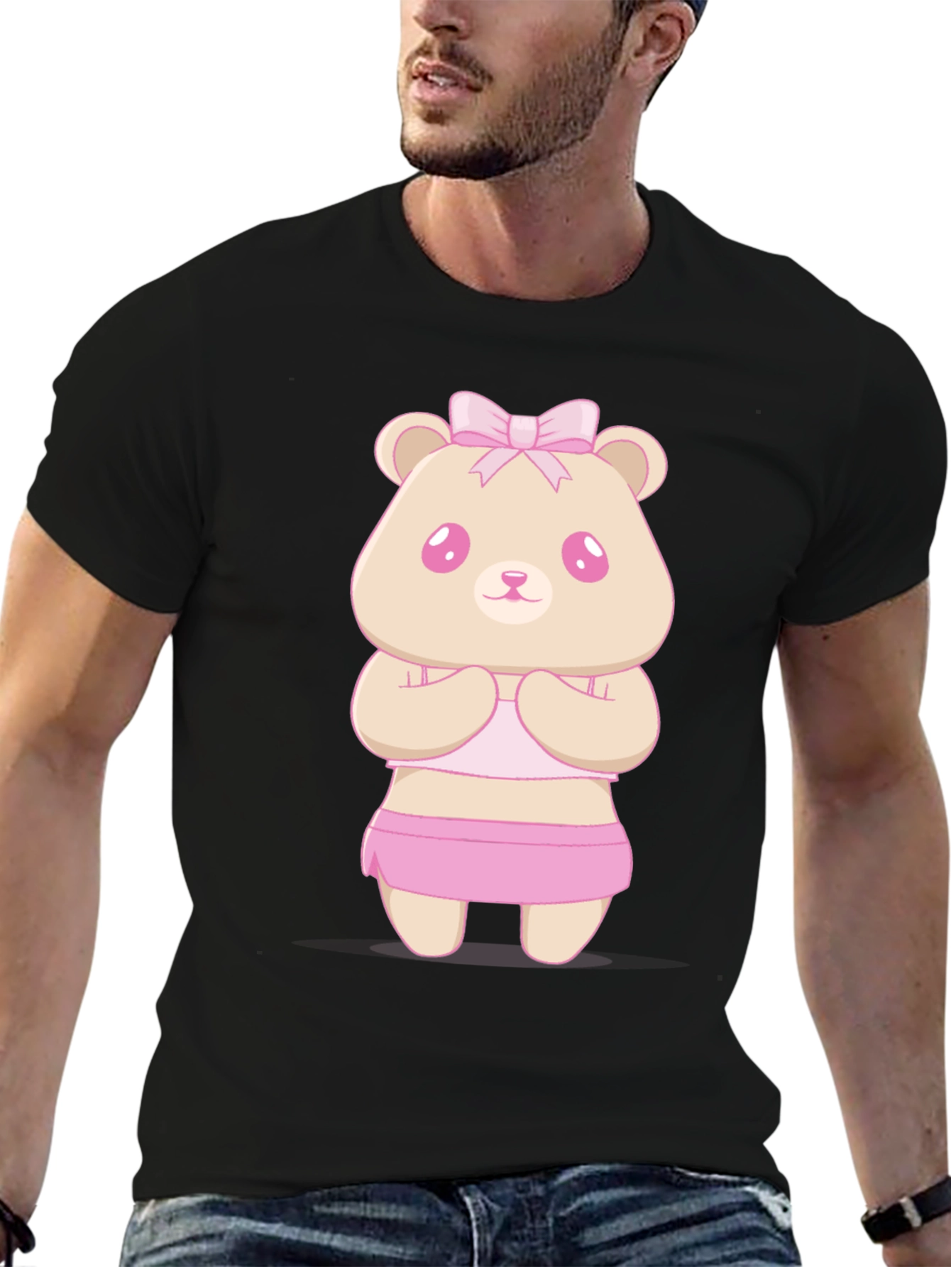 Cute Kawaii Bear T-Shirt - Unisex Black Tee