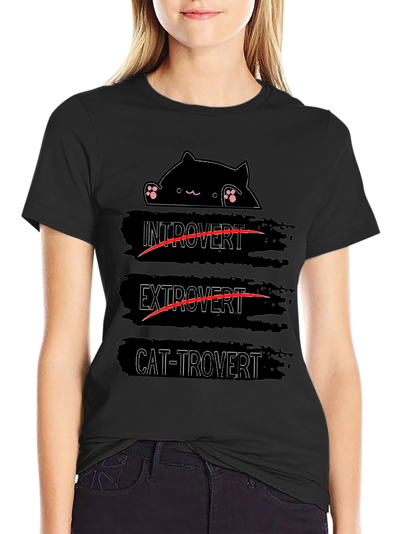 Cat-trovert T-Shirt - Introvert Extrovert Funny Cat Lover Tee