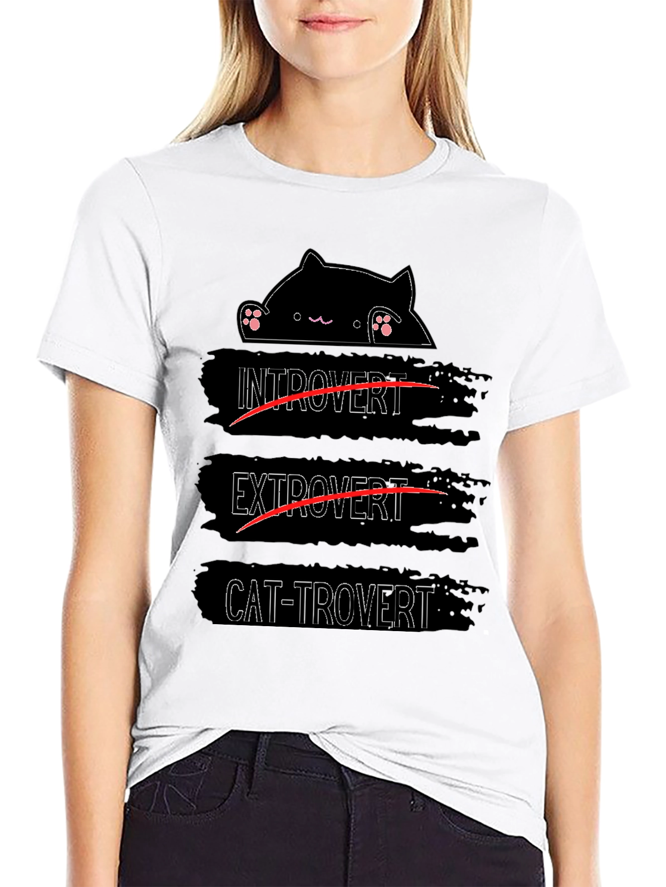 Cat-trovert T-Shirt - Introvert Extrovert Funny Cat Lover Tee