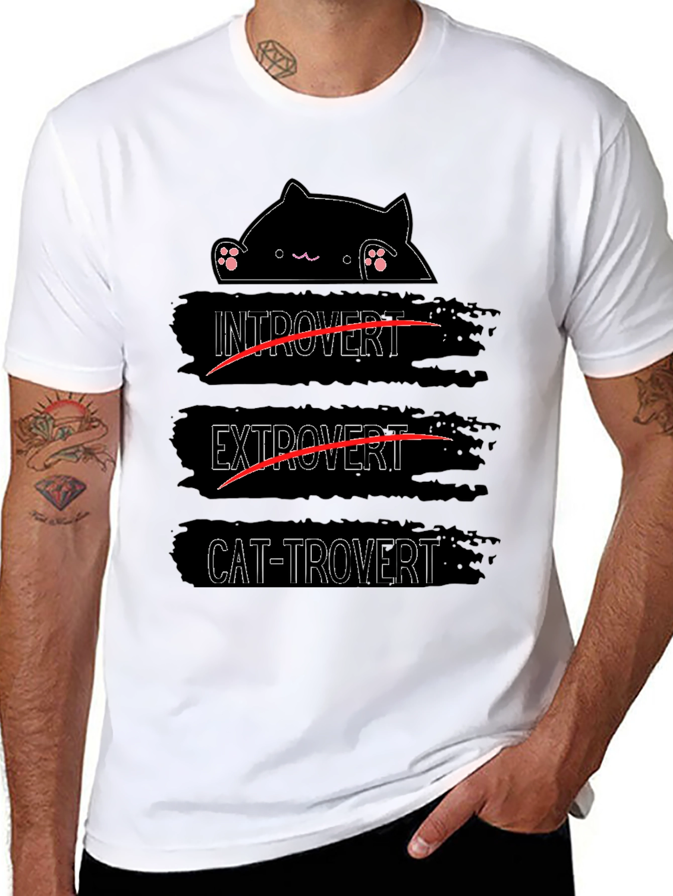 Cat-trovert T-Shirt - Introvert Extrovert Funny Cat Lover Tee