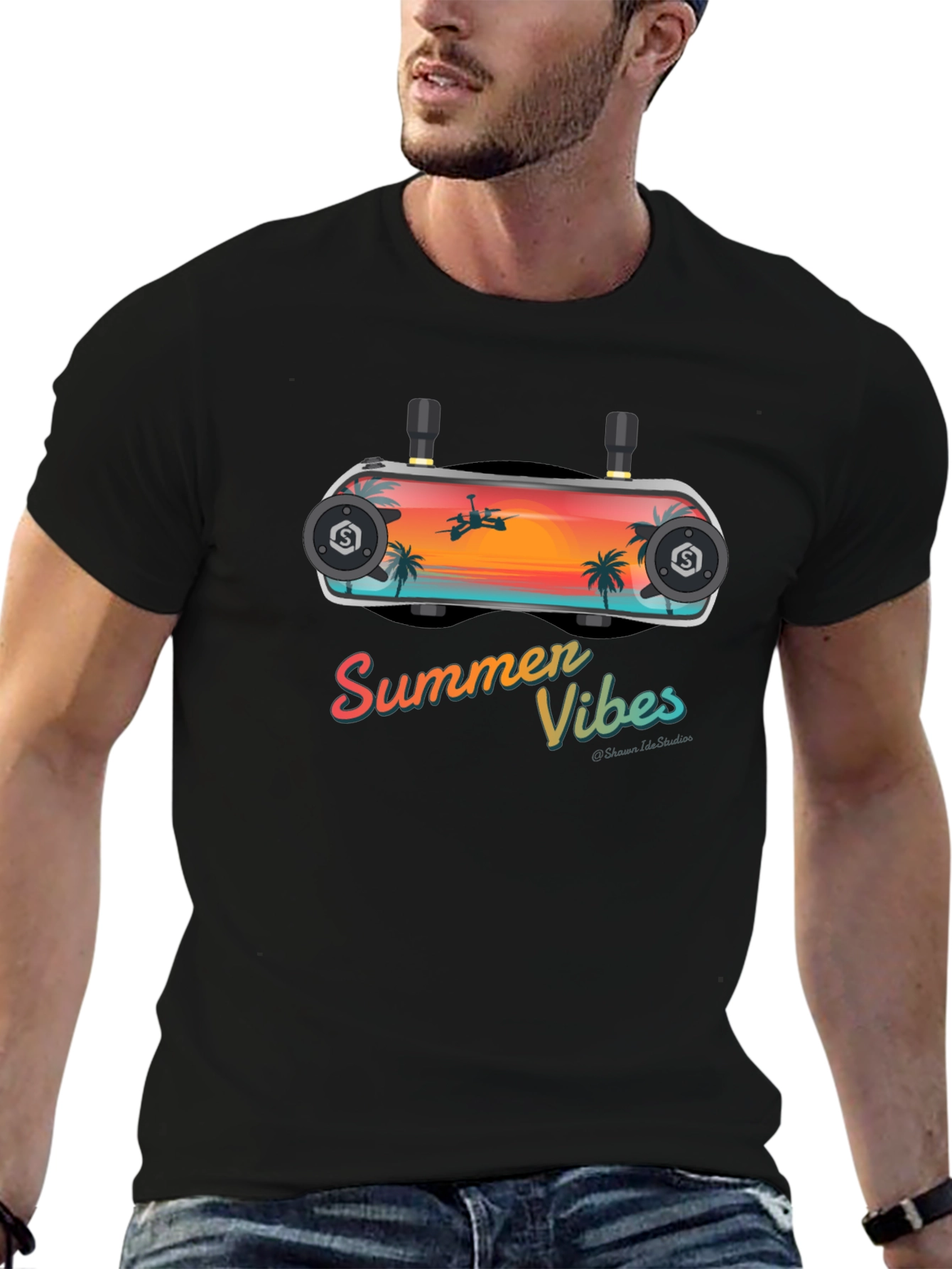 Summer Vibes FPV Goggles Graphic Tee - Black