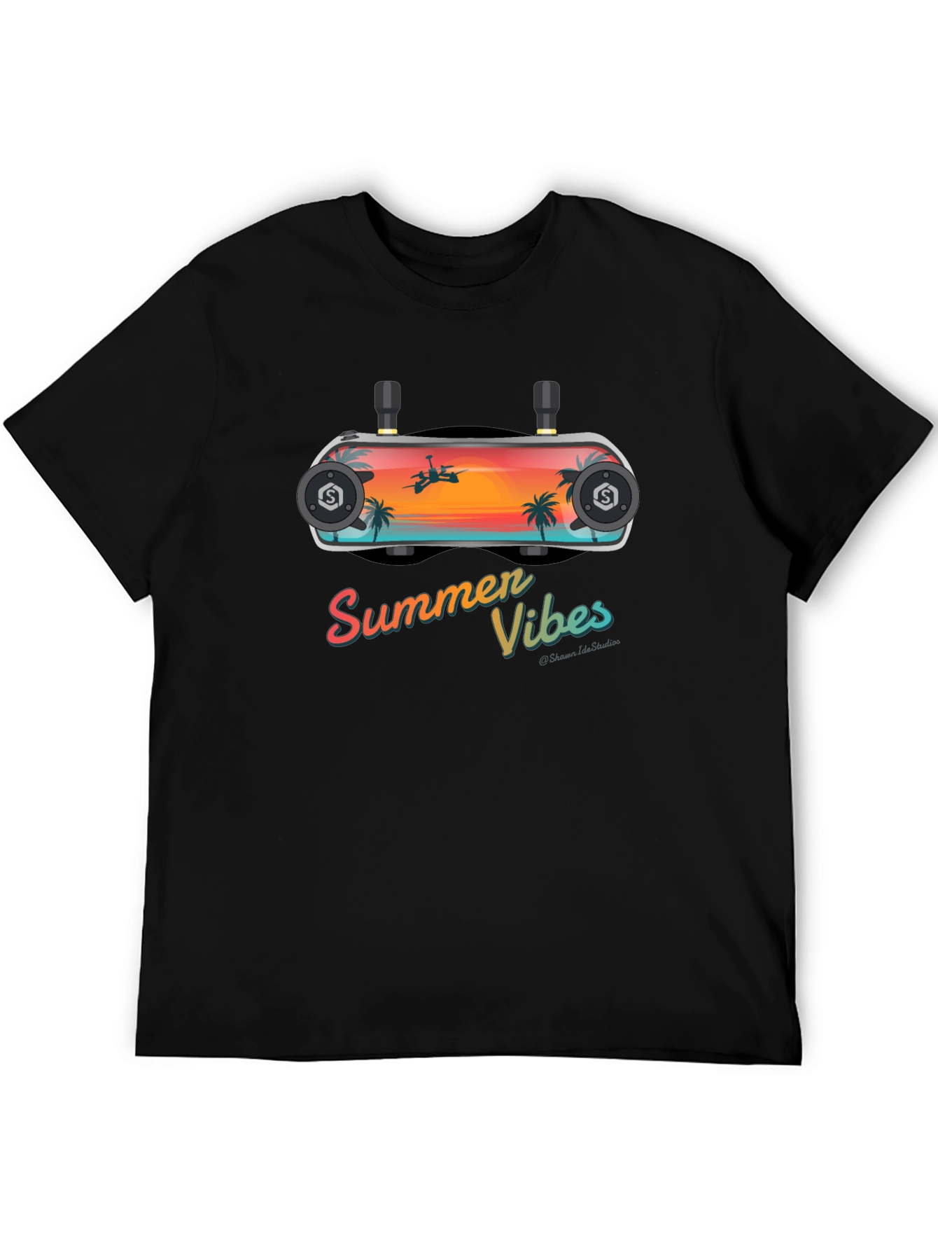 Summer Vibes FPV Goggles Graphic Tee - Black