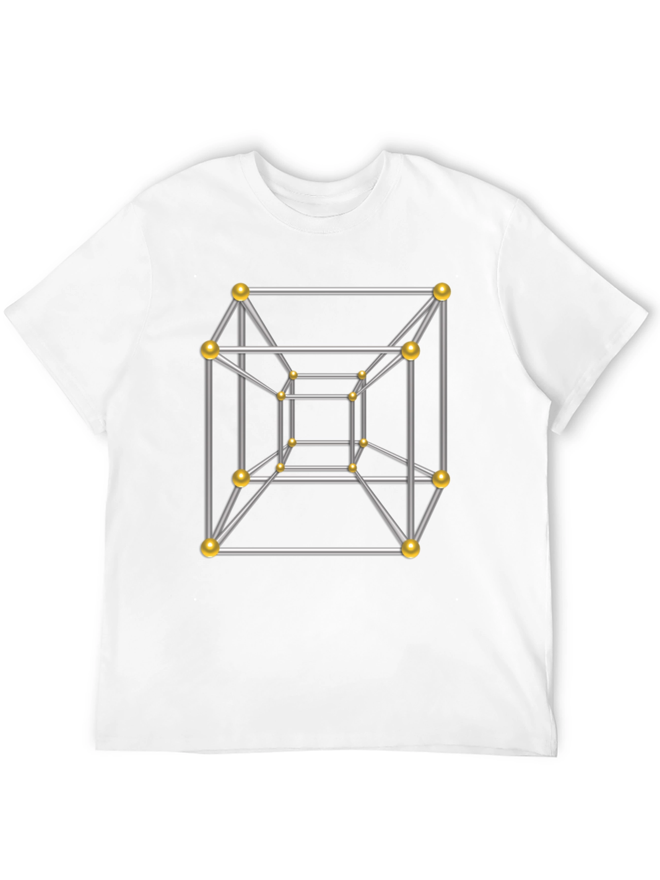 Tesseract Geometric Art Black T-Shirt