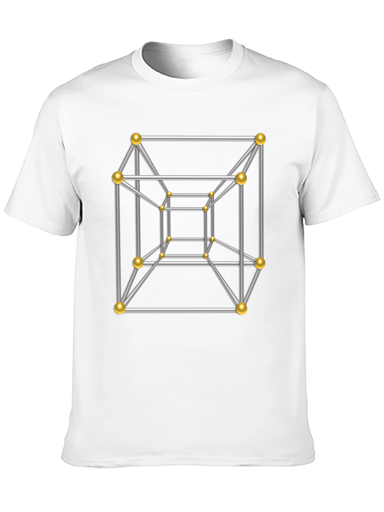 Tesseract Geometric Art Black T-Shirt