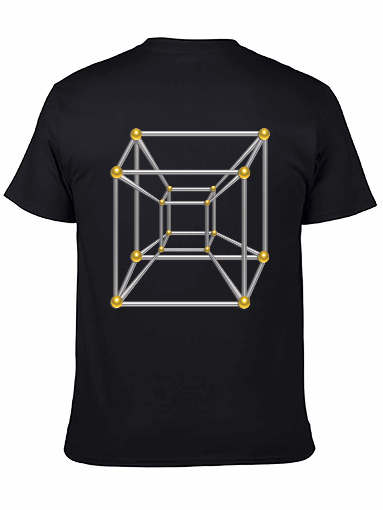 Tesseract Geometric Art Black T-Shirt