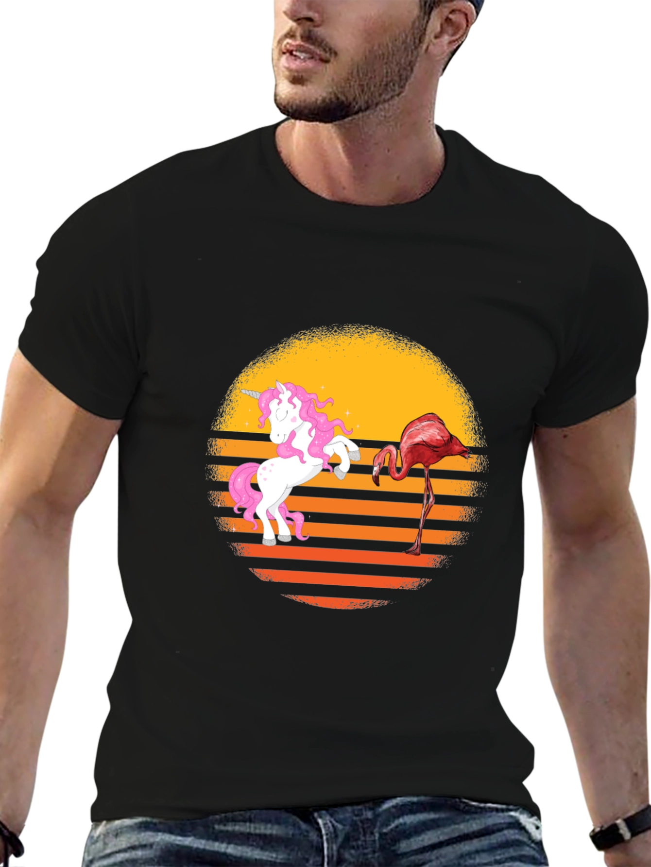 Unicorn & Flamingo Sunset Graphic Tee