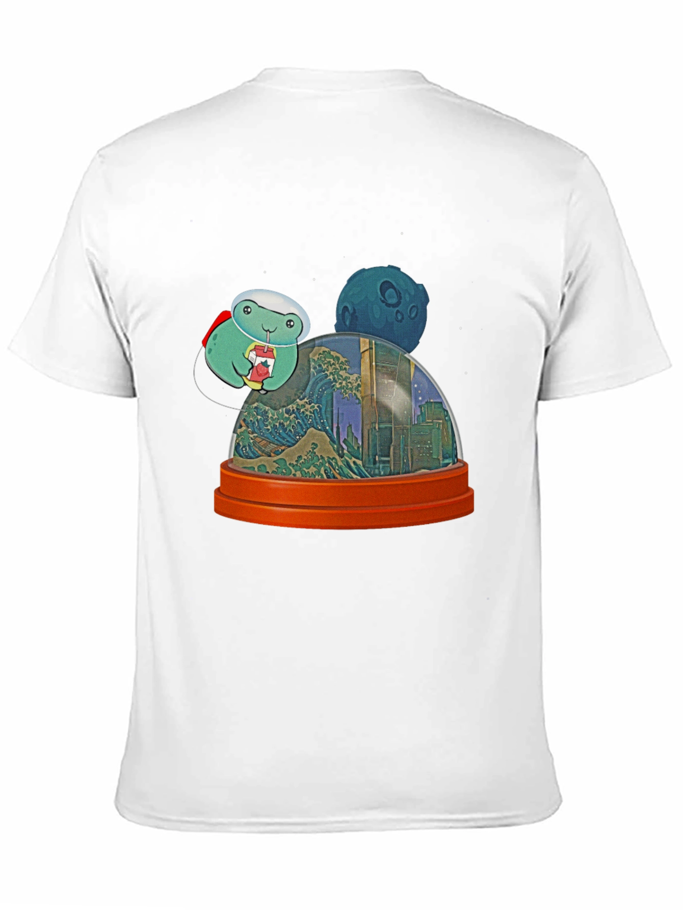 Astronaut Turtle in City Snow Globe Mens Black T-Shirt