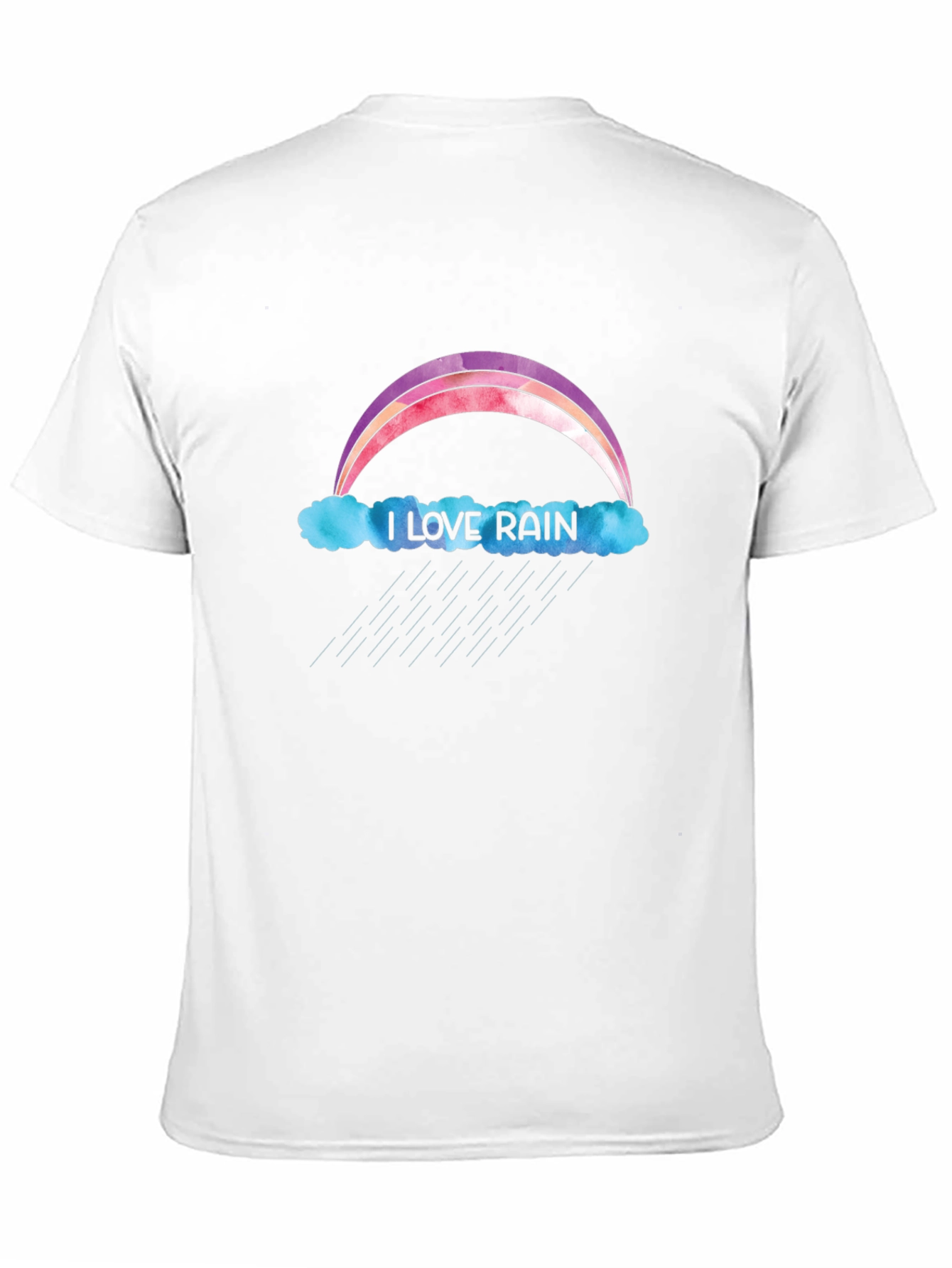 I Love Rain T-Shirt - Rainbow & Cloud Design