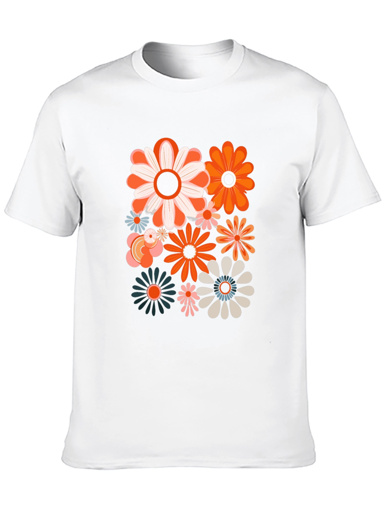 Retro Flower Power Graphic Tee - Black Unisex Shirt