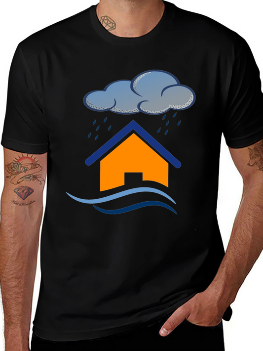 Rainy Day House Graphic T-Shirt - Weather Humor Tee
