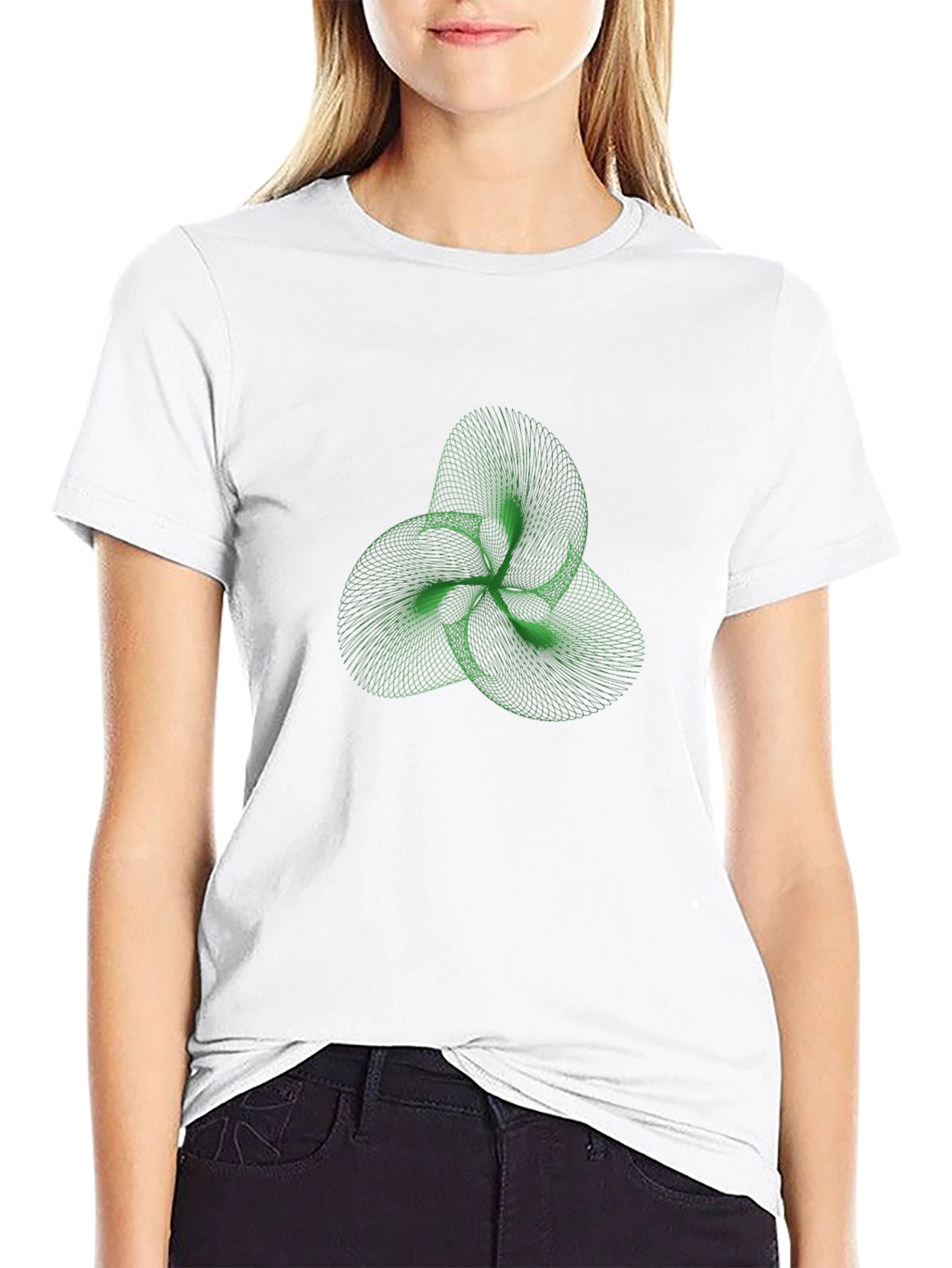 Abstract Green Trefoil Knot Graphic Tee