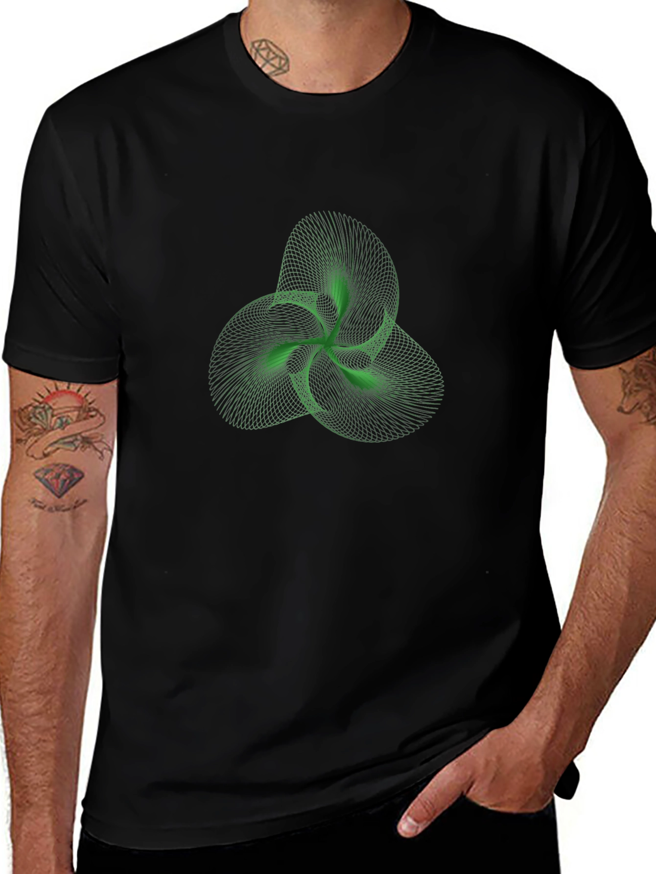 Abstract Green Trefoil Knot Graphic Tee