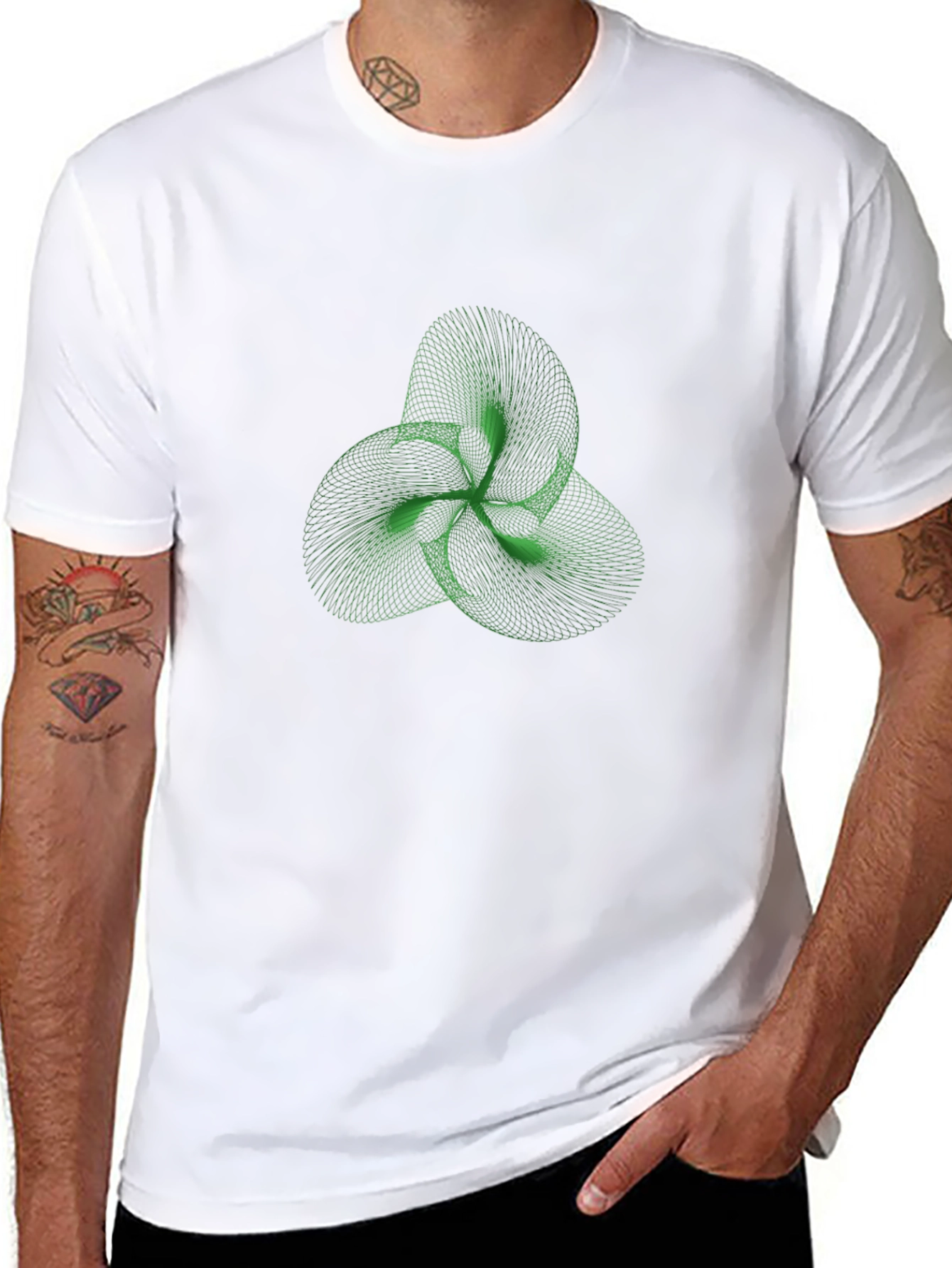 Abstract Green Trefoil Knot Graphic Tee