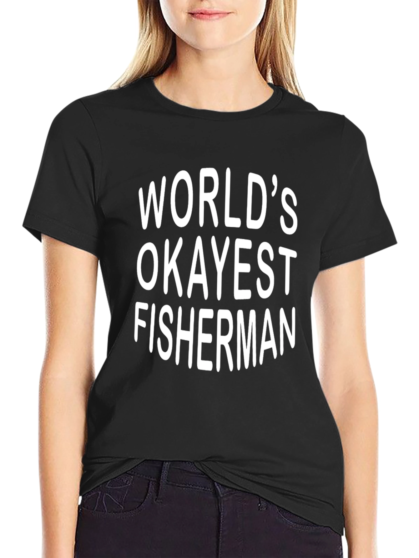 Worlds Okayest Fisherman T-Shirt - Funny Fishing Tee