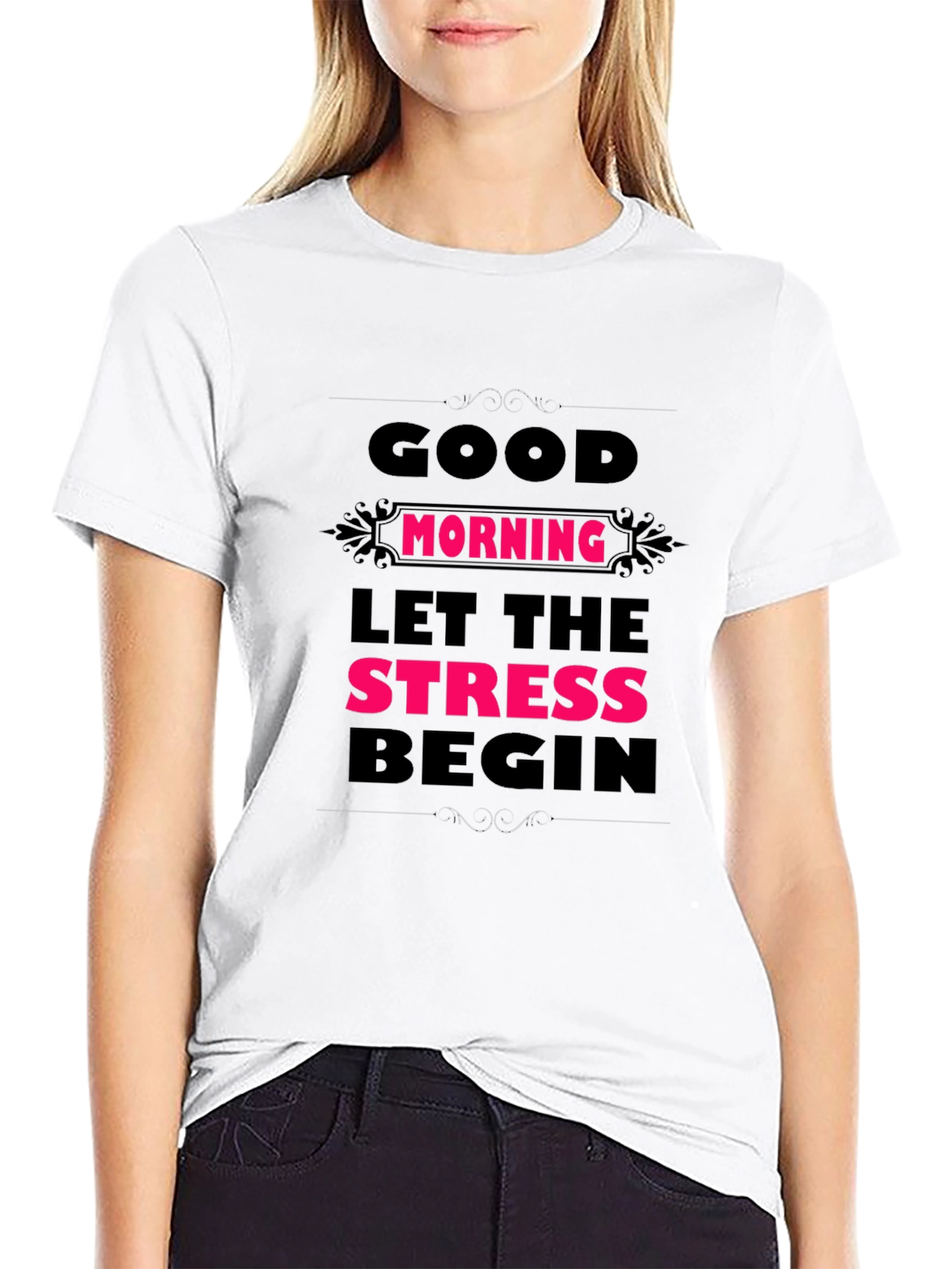 Humorous Good Morning Stress Mens Black Tee