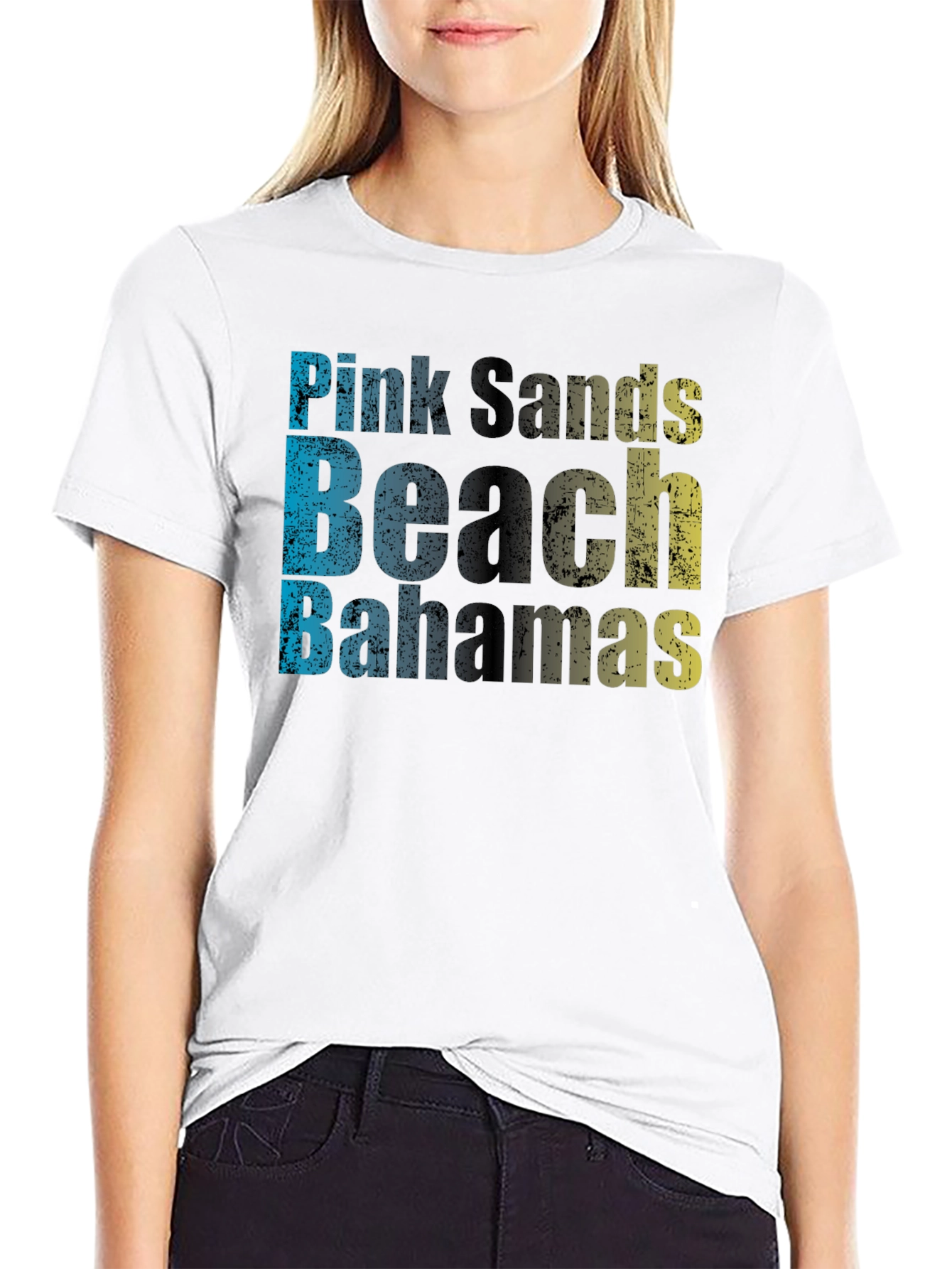 Pink Sands Beach Bahamas Mens Black T-Shirt