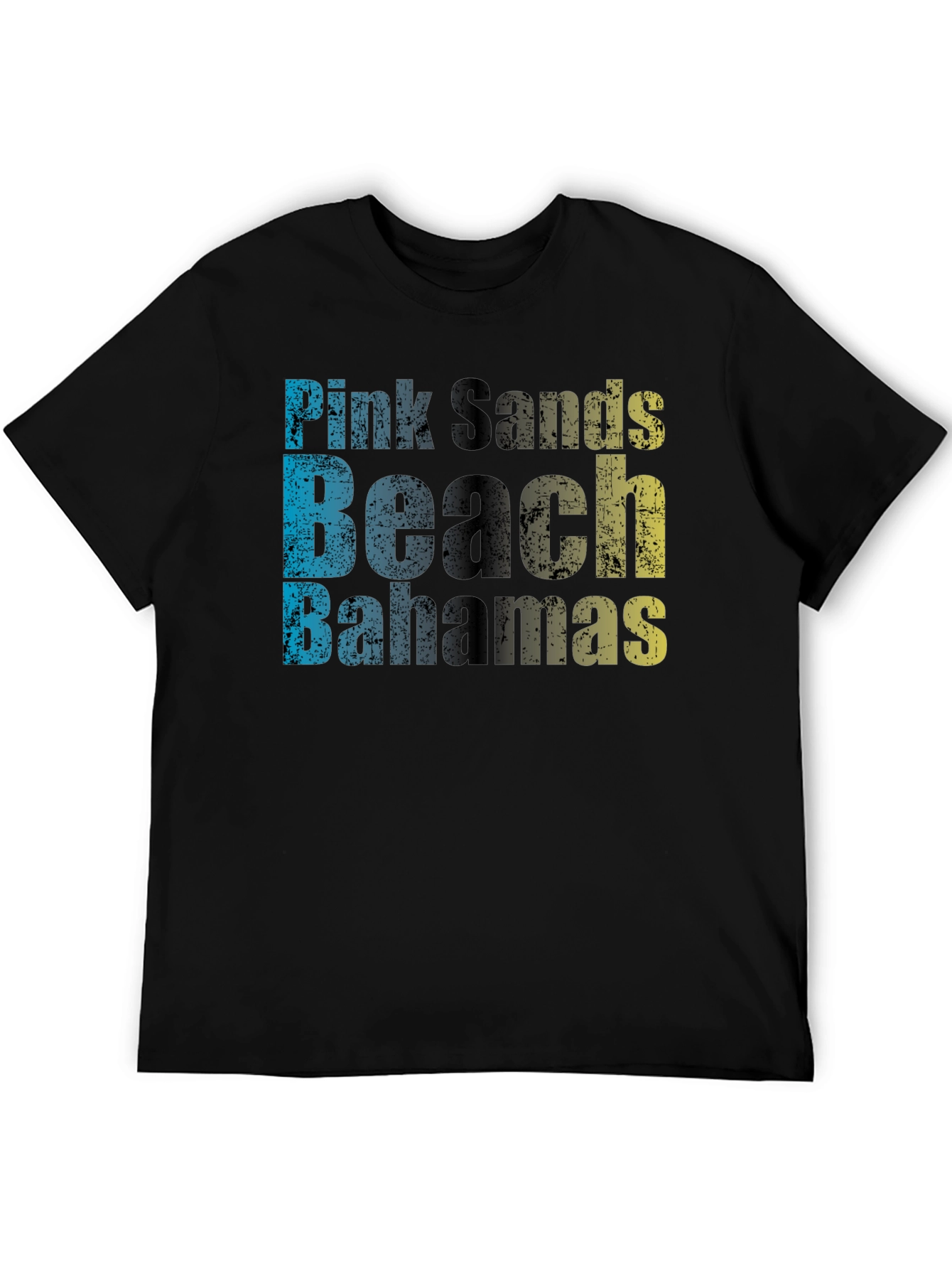 Pink Sands Beach Bahamas Mens Black T-Shirt
