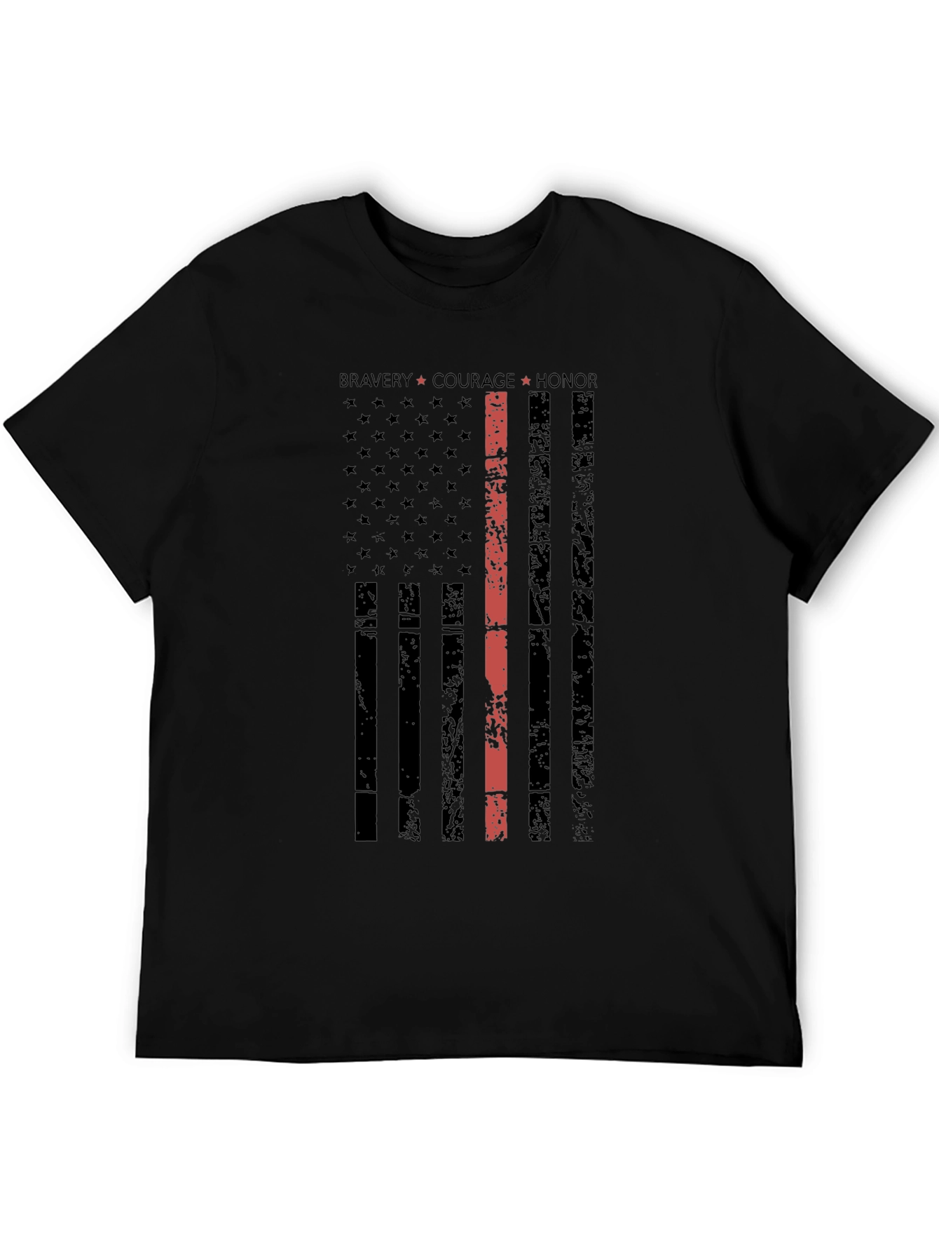 Thin Red Line Distressed American Flag T-Shirt