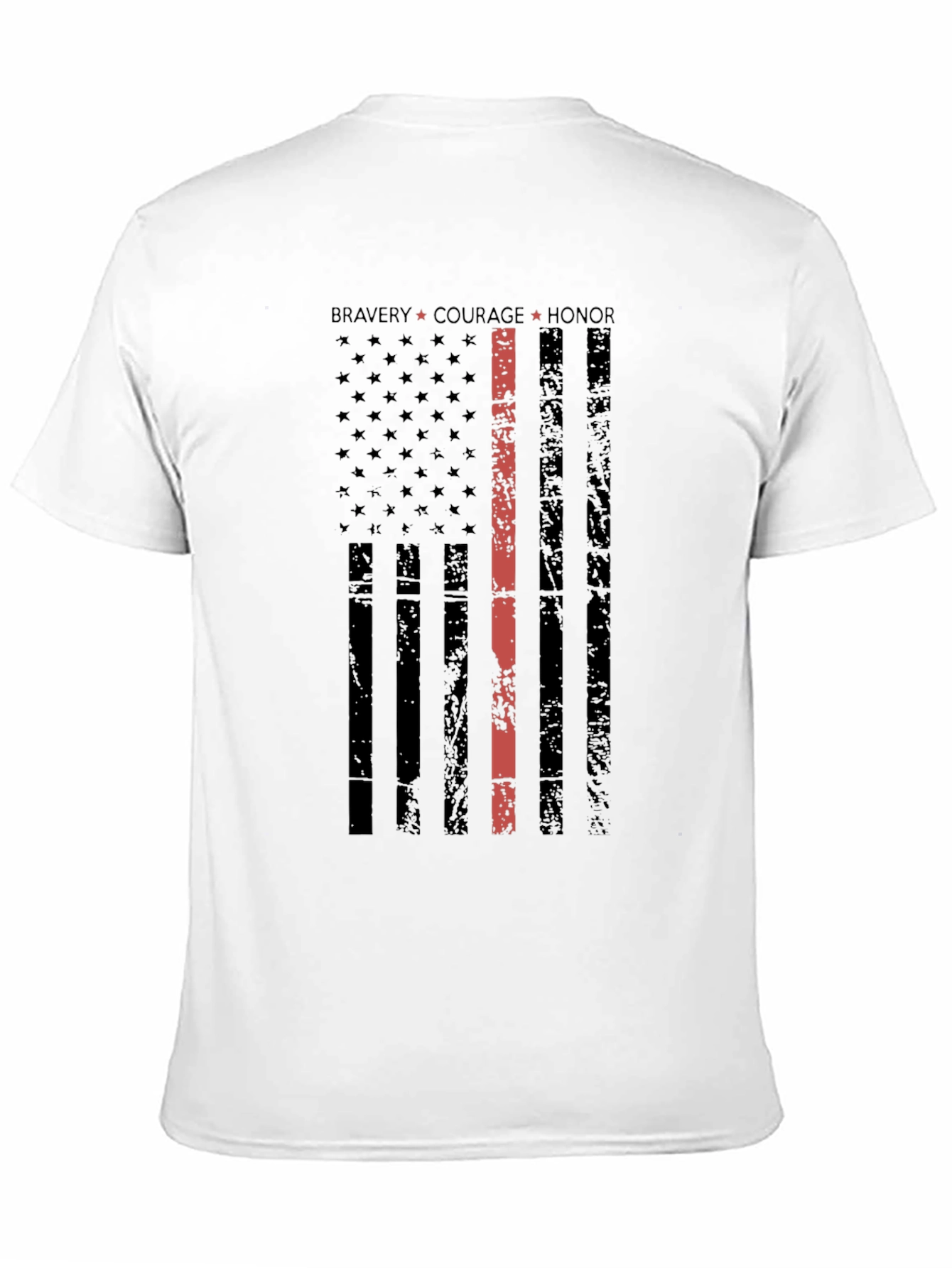 Thin Red Line Distressed American Flag T-Shirt