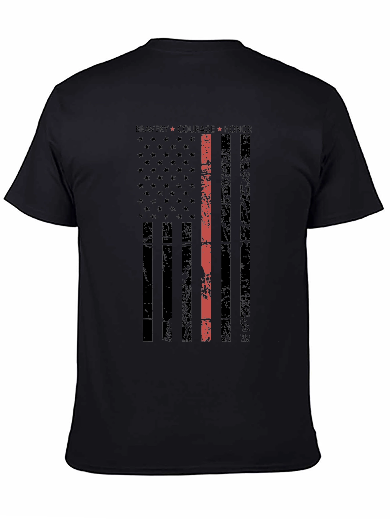 Thin Red Line Distressed American Flag T-Shirt