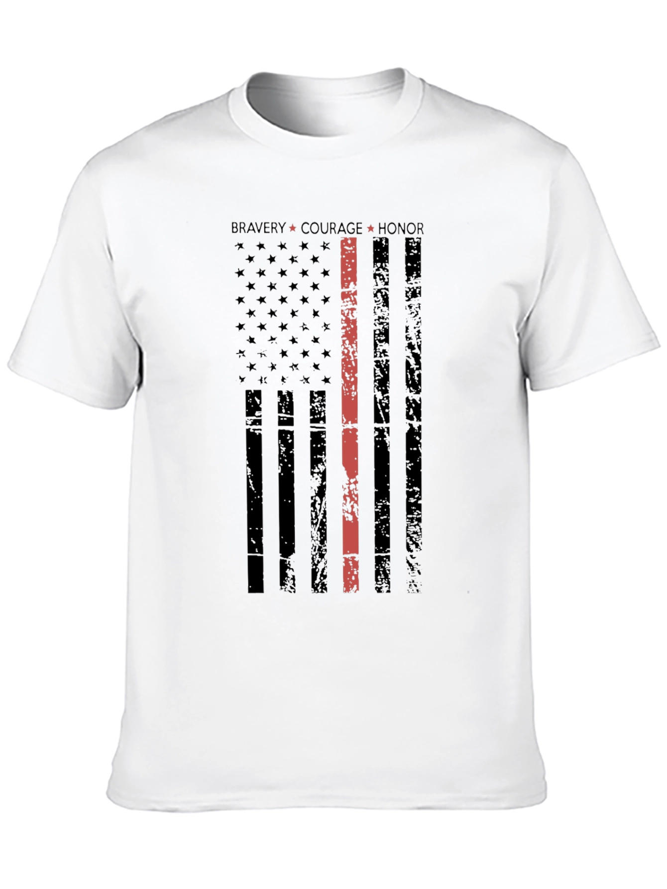 Thin Red Line Distressed American Flag T-Shirt