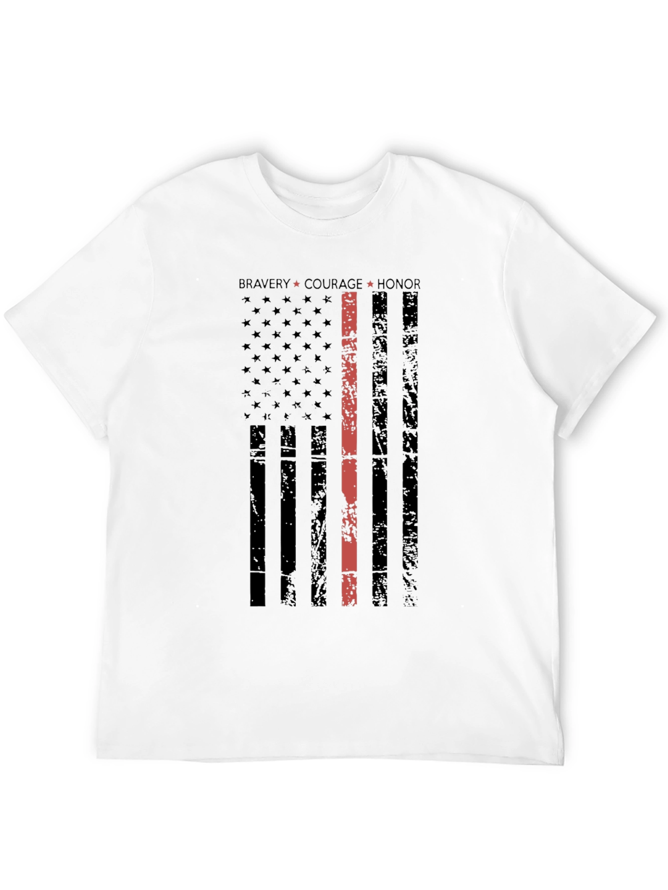 Thin Red Line Distressed American Flag T-Shirt