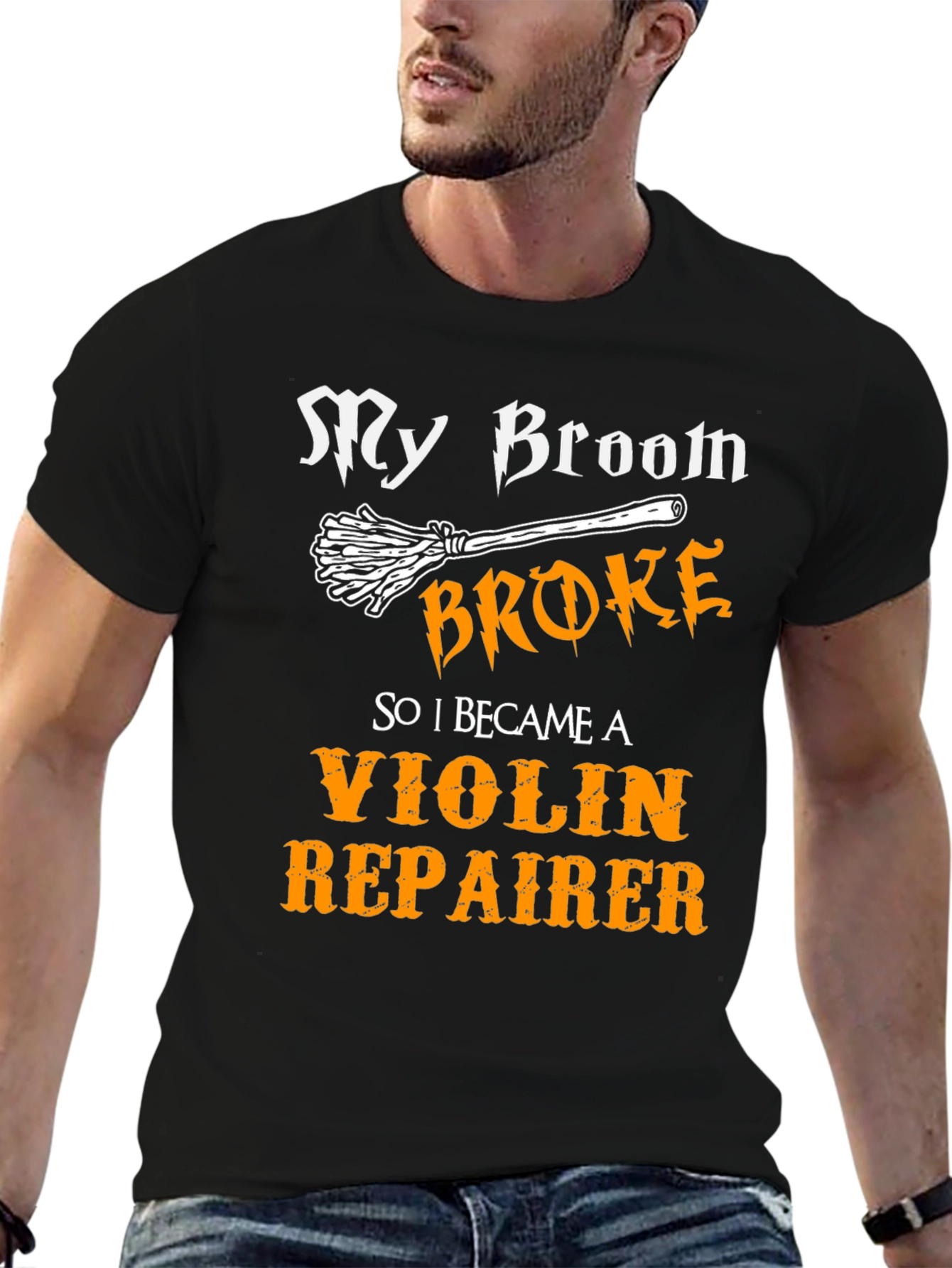 Funny My Broom Broke Violin Repairer T-Shirt