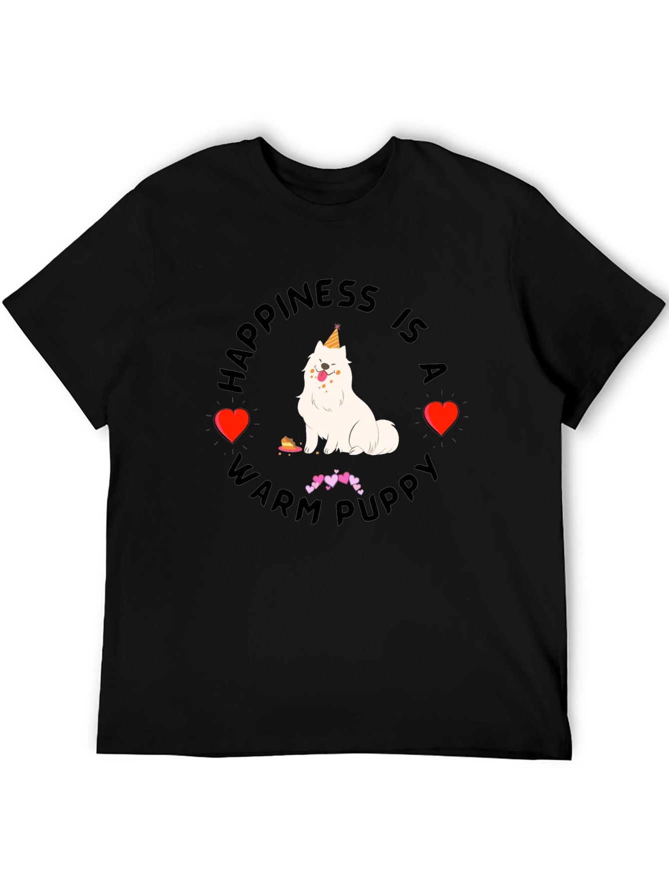 Happiness is a Warm Puppy Black T-Shirt
