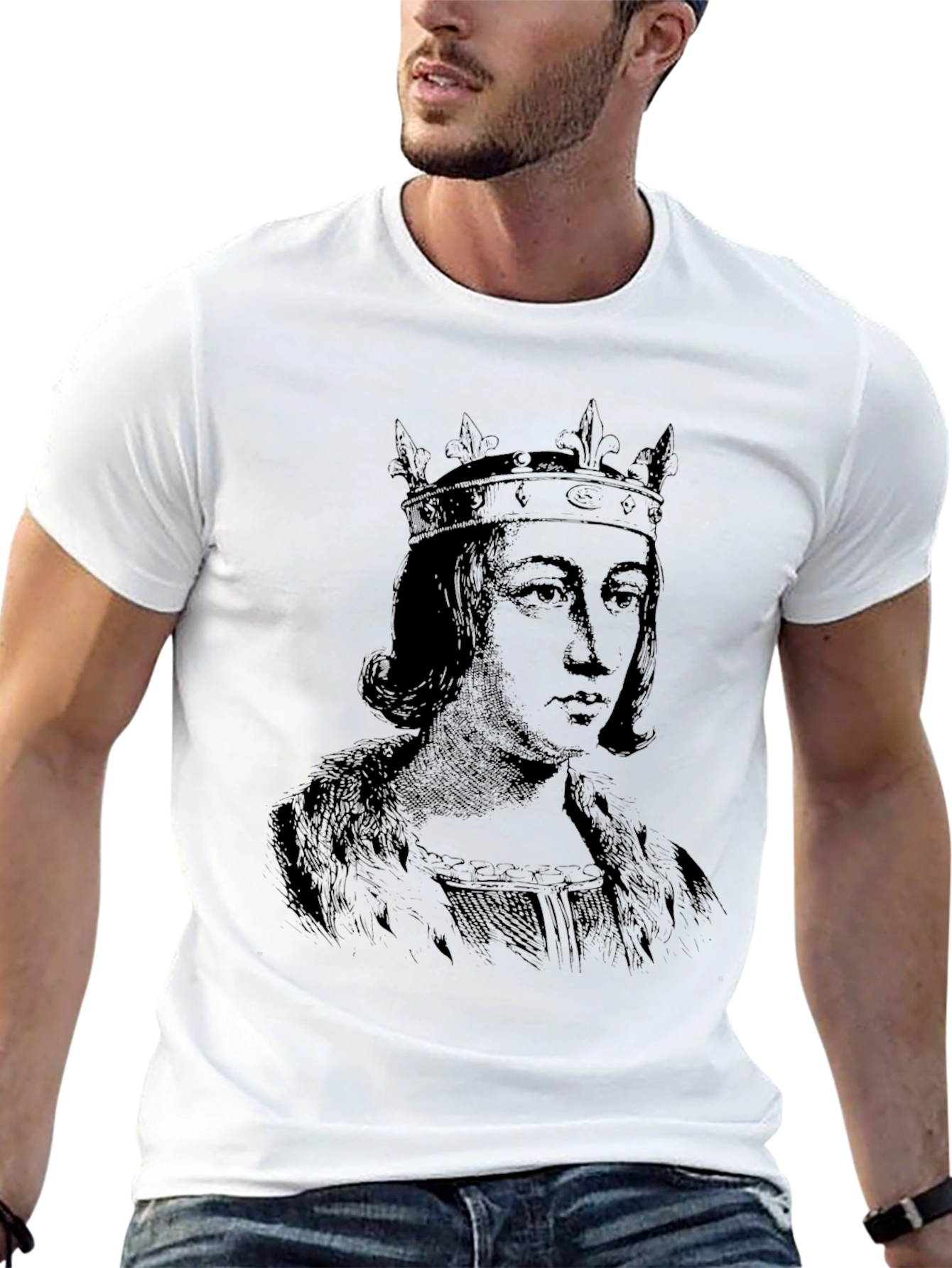 King Portrait Graphic Black T-Shirt