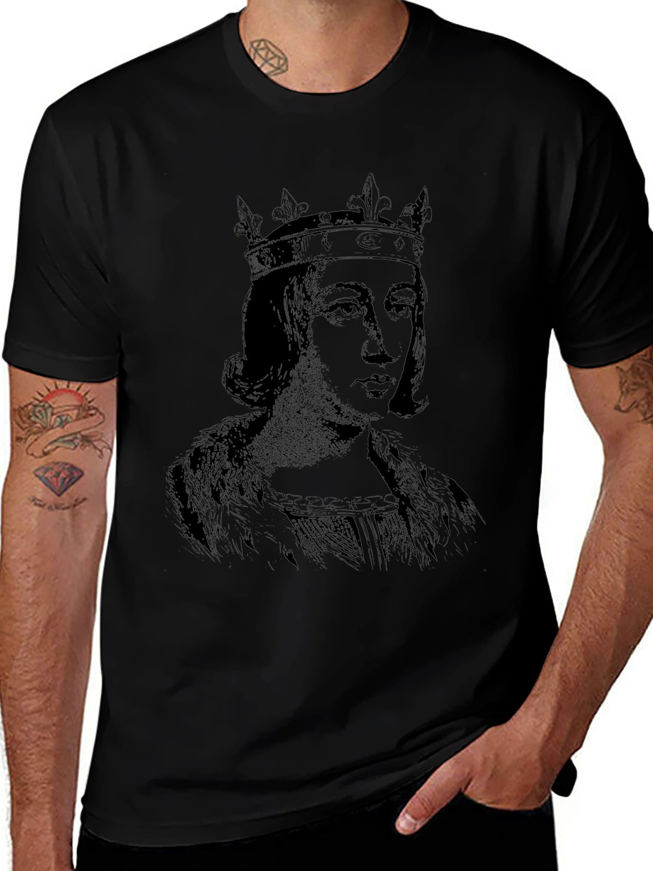 King Portrait Graphic Black T-Shirt