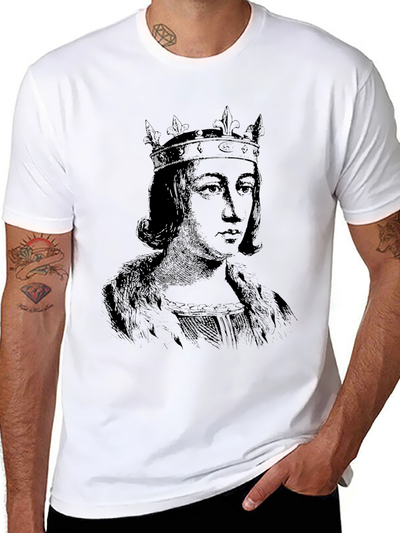King Portrait Graphic Black T-Shirt