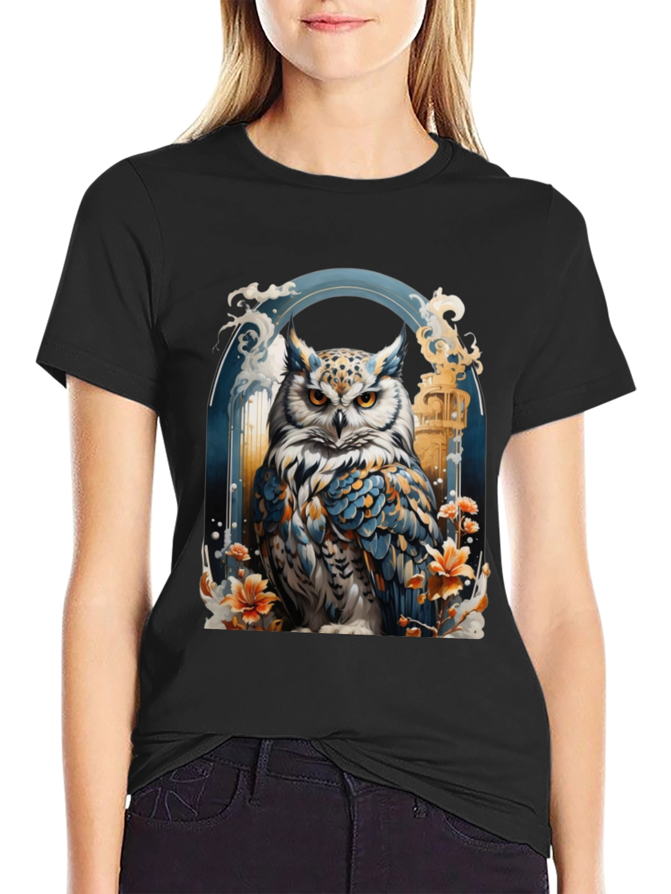 Owl Graphic Print T-Shirt - Unique Design