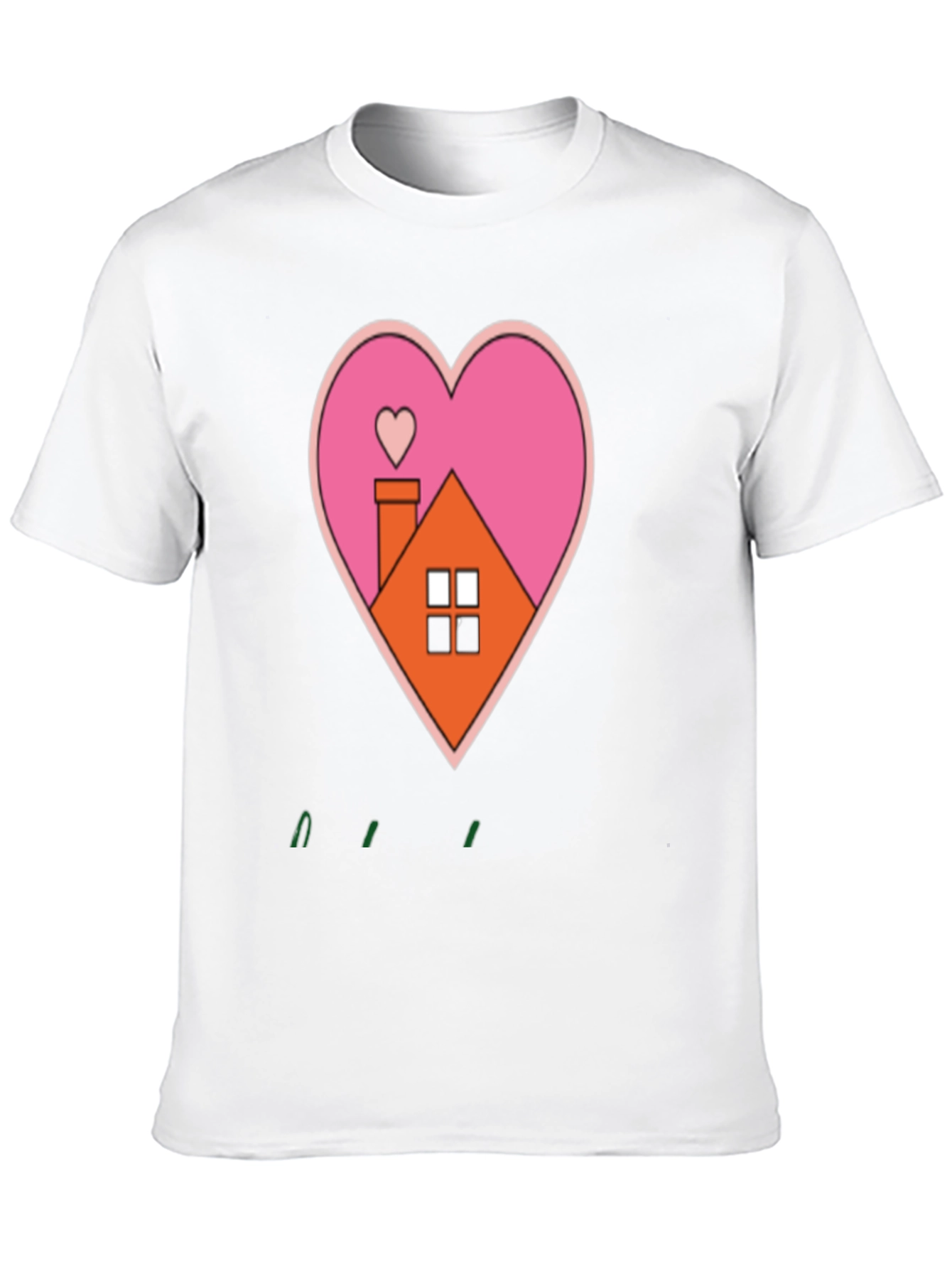 Heart House Graphic Tee - Black Casual T-Shirt
