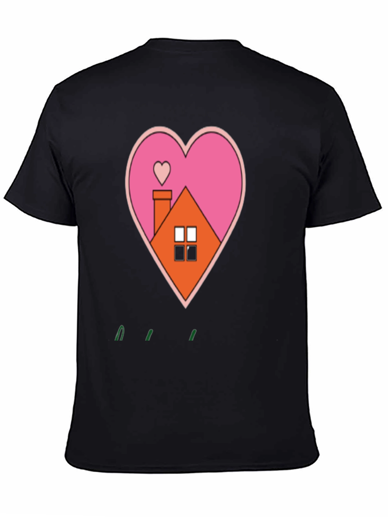 Heart House Graphic Tee - Black Casual T-Shirt