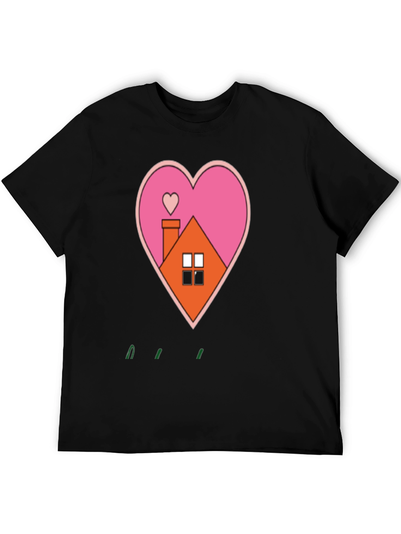 Heart House Graphic Tee - Black Casual T-Shirt