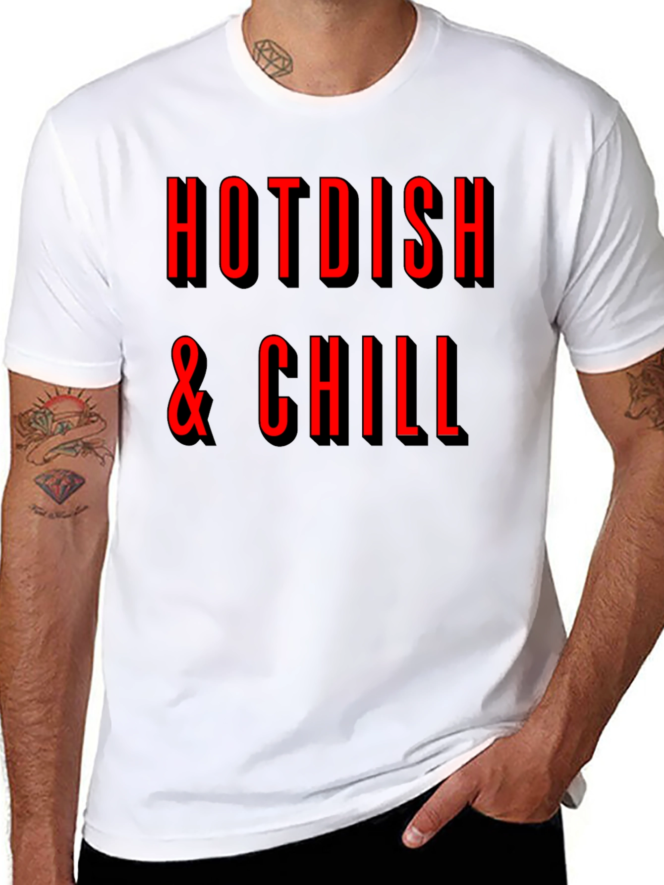 Hotdish & Chill Graphic Tee - Black Crewneck T-Shirt