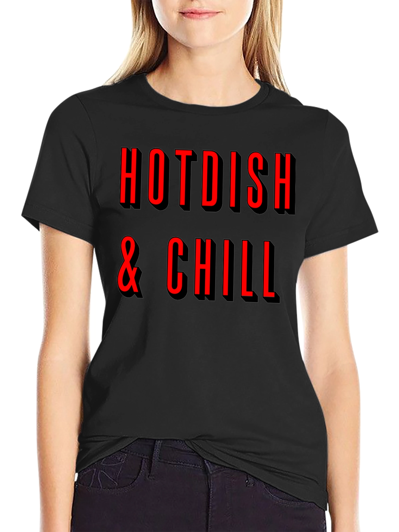 Hotdish & Chill Graphic Tee - Black Crewneck T-Shirt