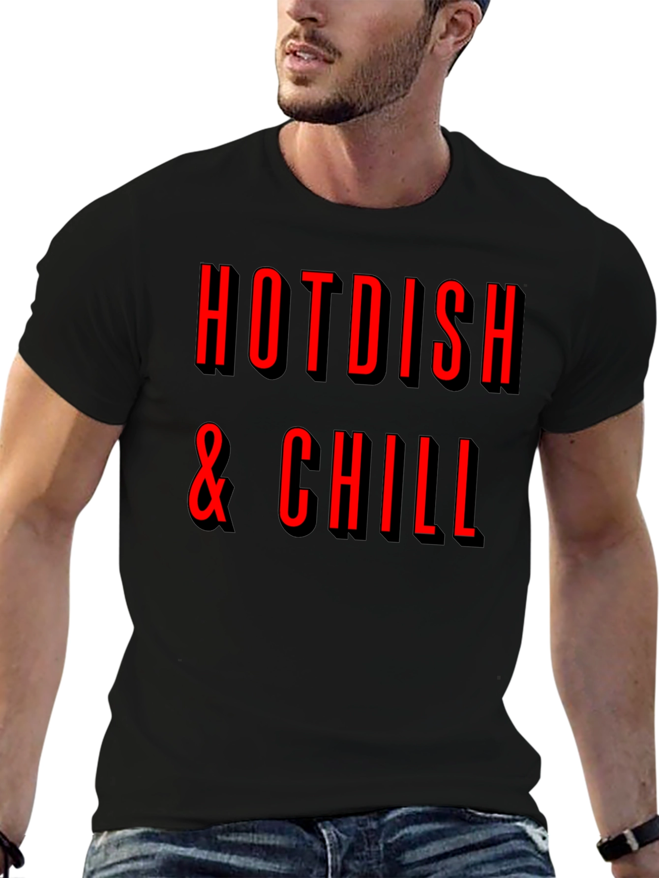 Hotdish & Chill Graphic Tee - Black Crewneck T-Shirt