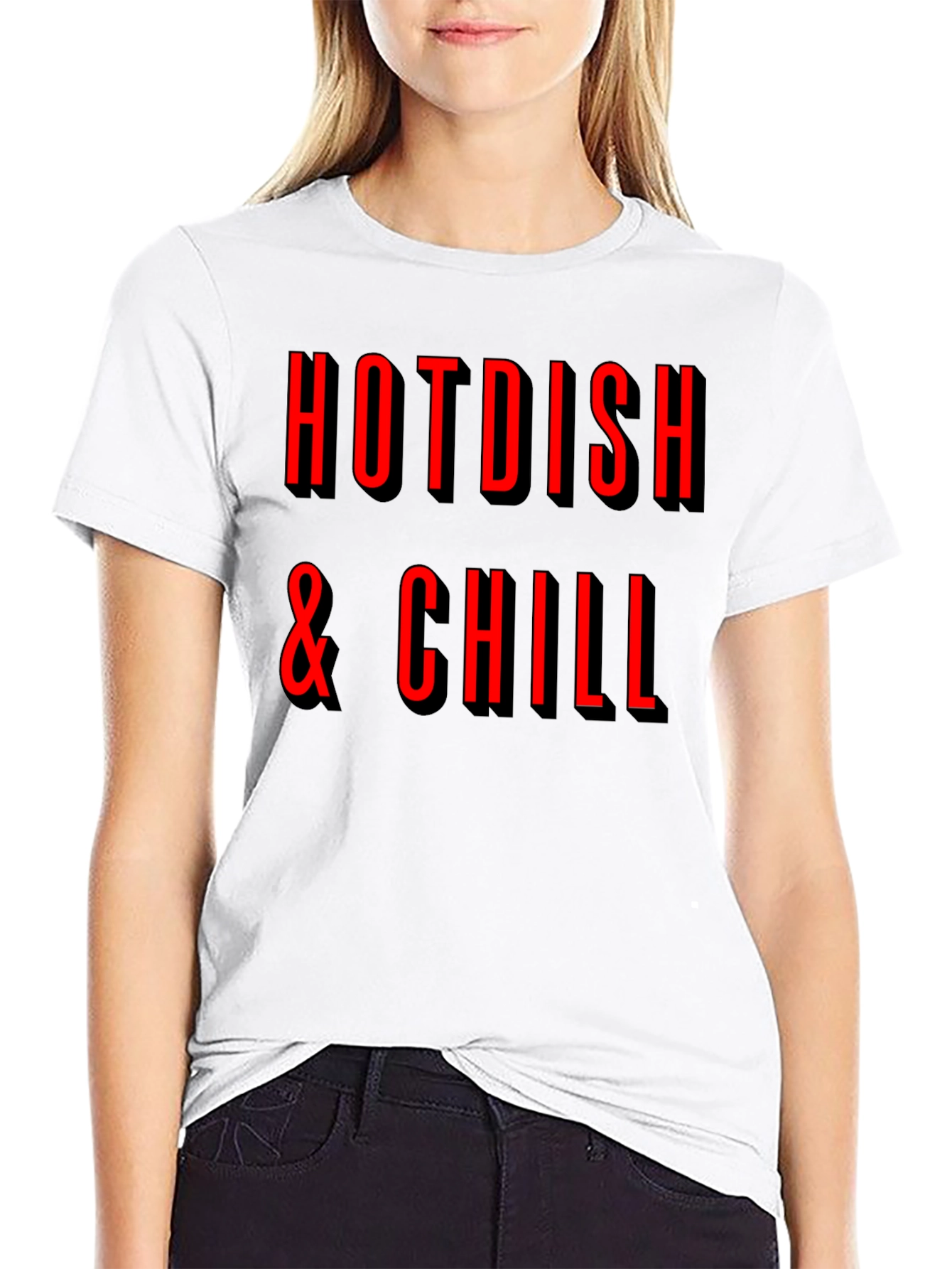 Hotdish & Chill Graphic Tee - Black Crewneck T-Shirt