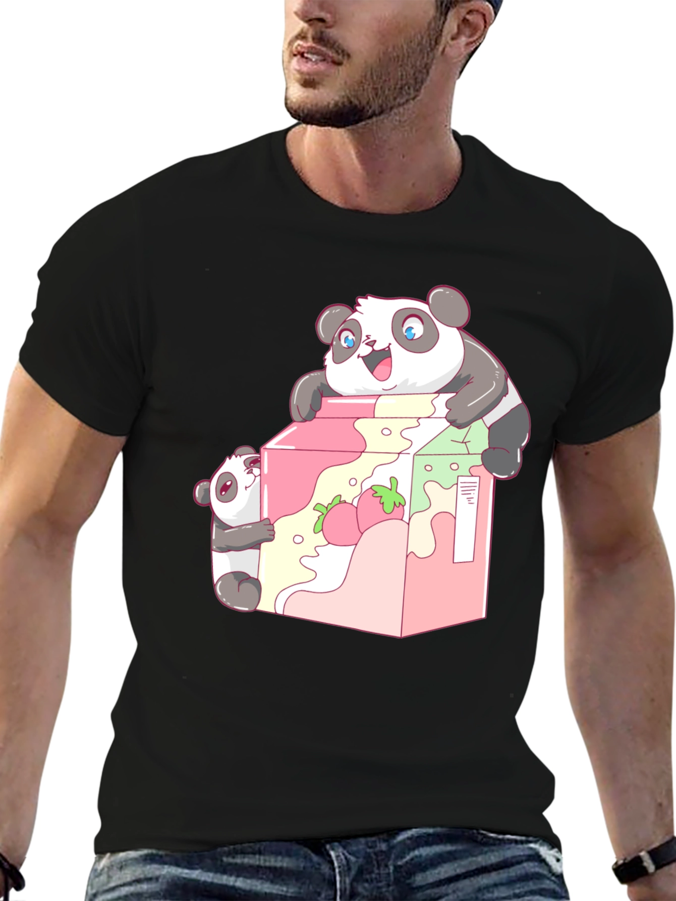 Panda Strawberry Milk T-Shirt