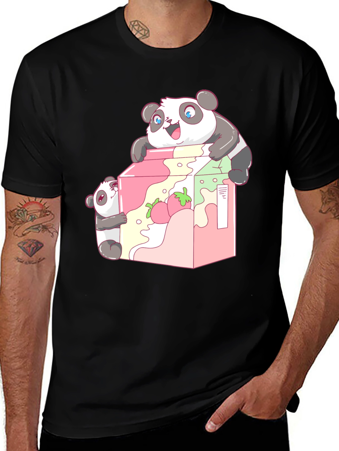 Panda Strawberry Milk T-Shirt