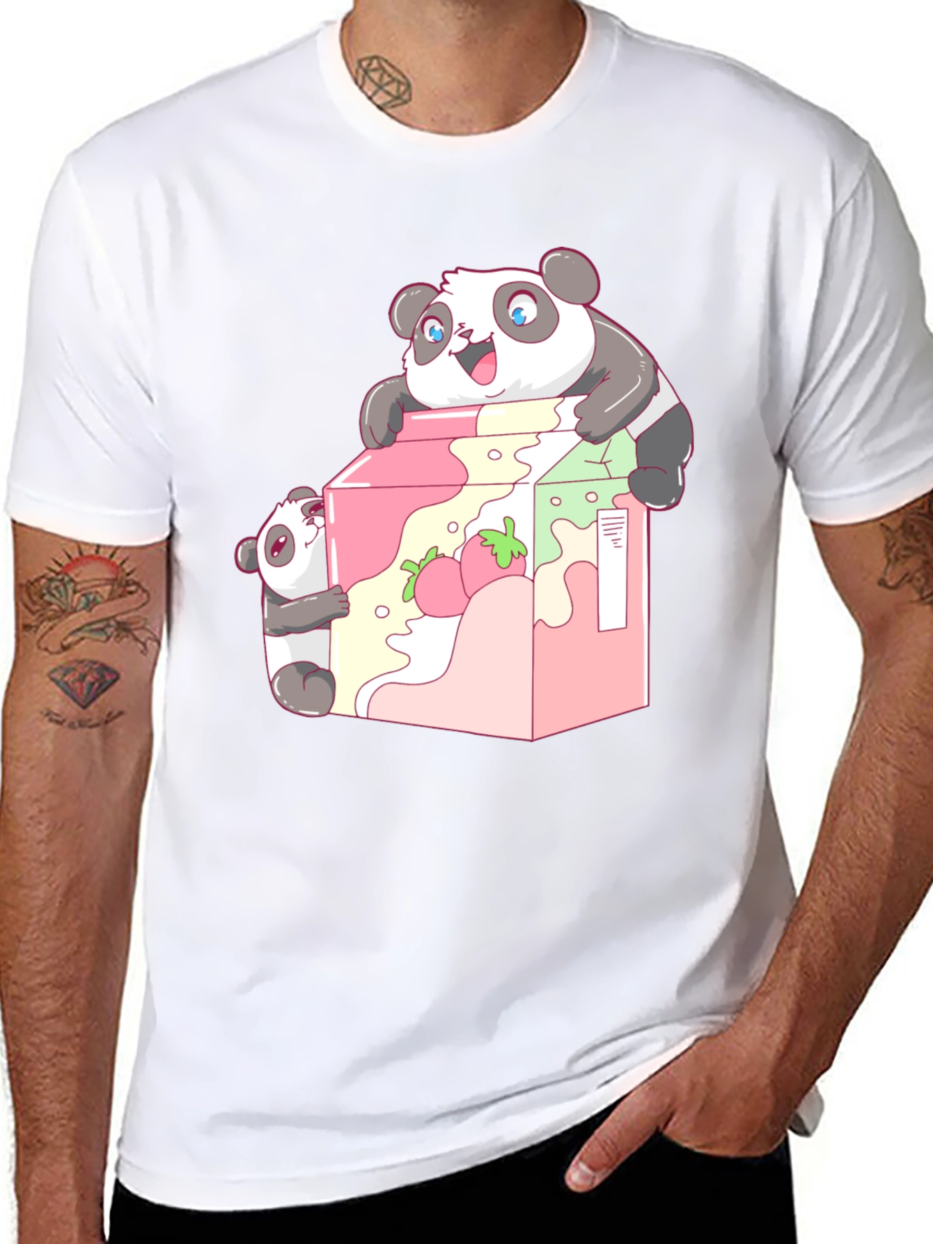 Panda Strawberry Milk T-Shirt