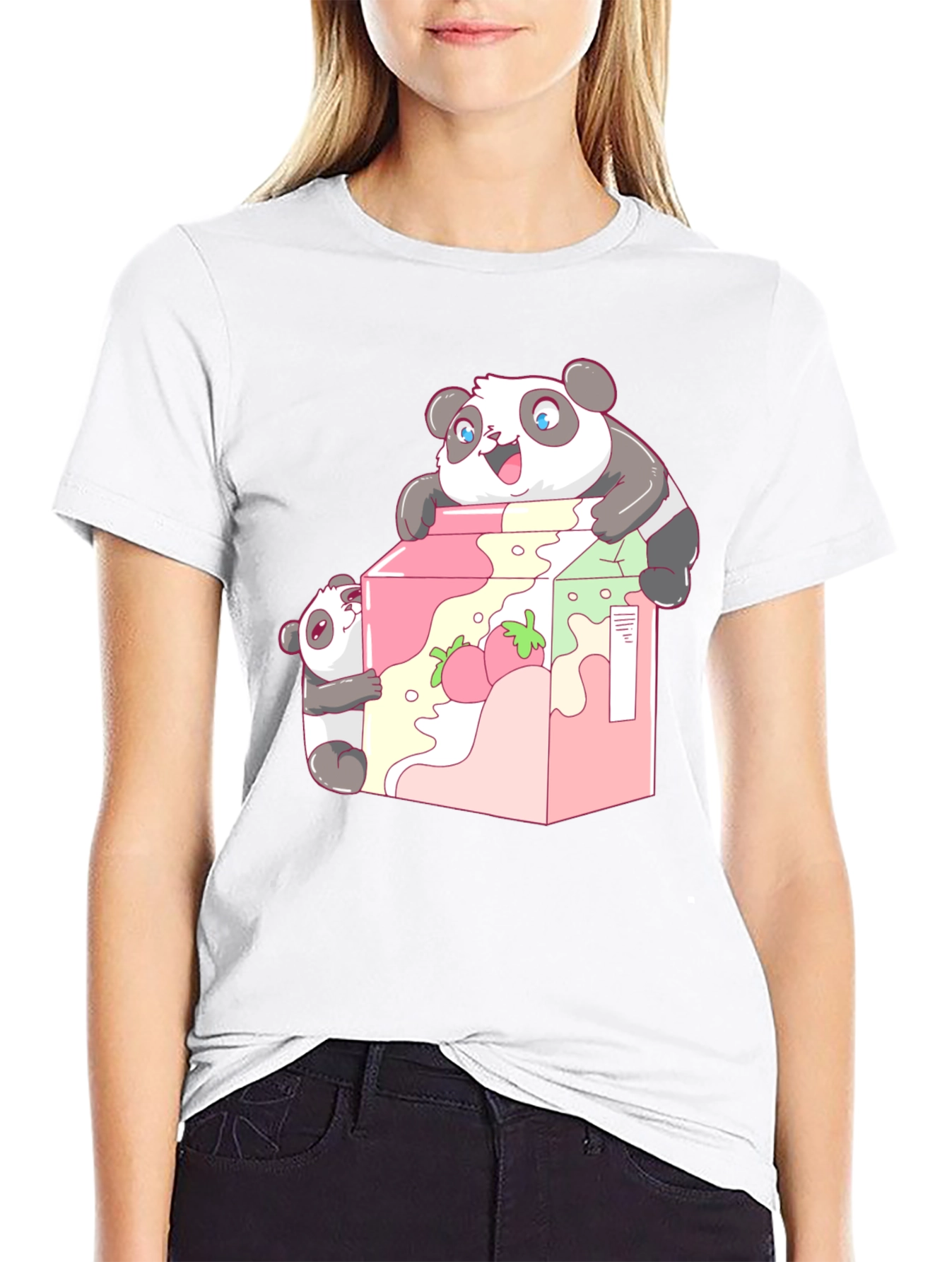 Panda Strawberry Milk T-Shirt