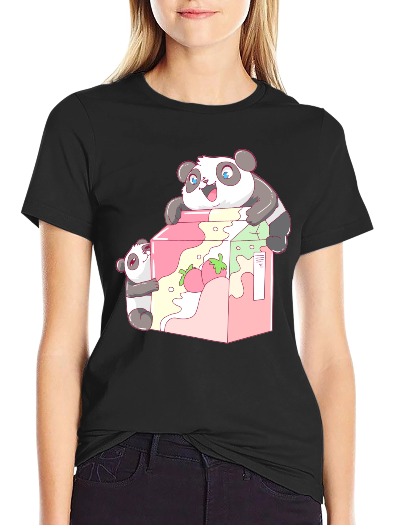 Panda Strawberry Milk T-Shirt