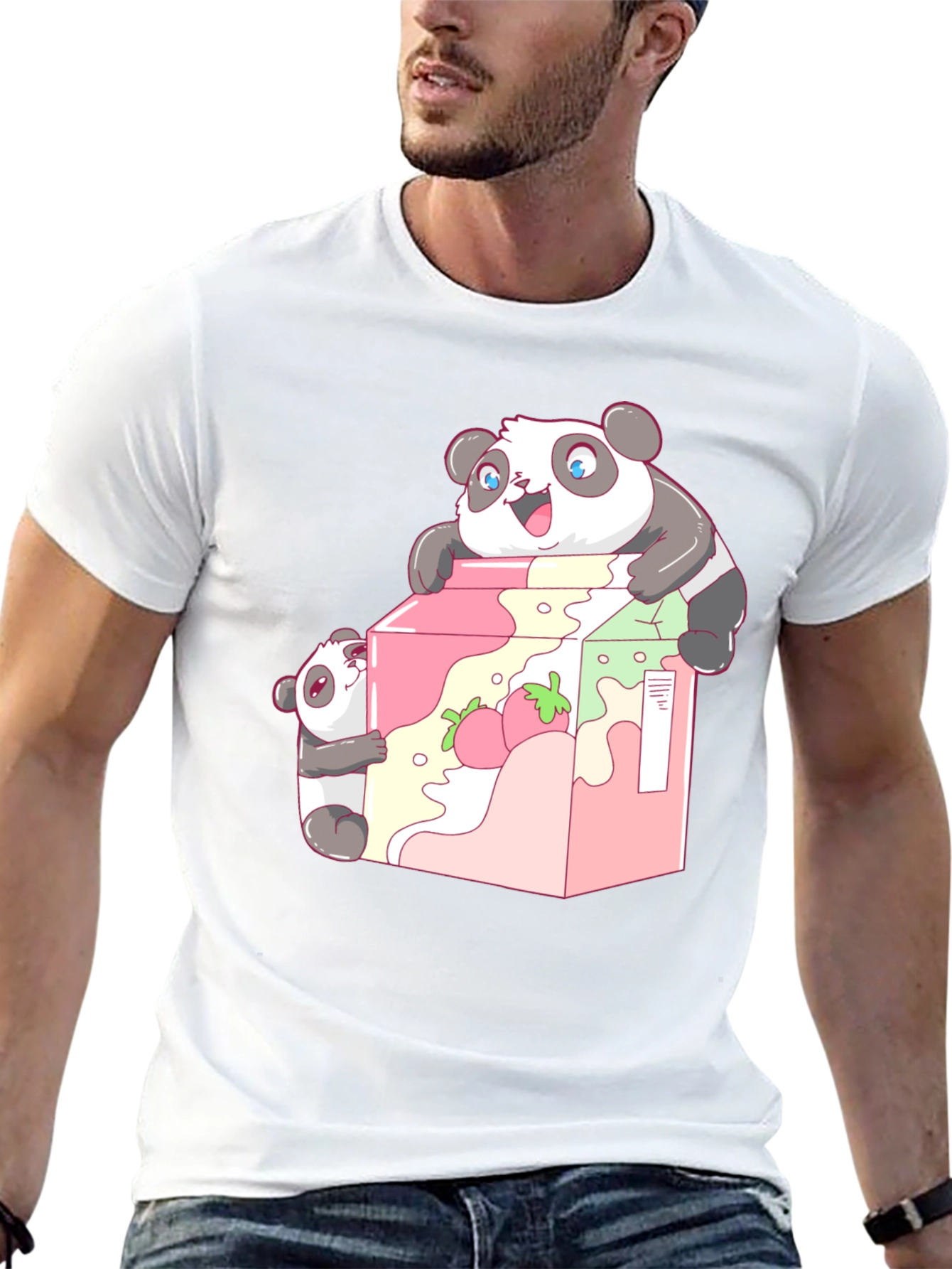 Panda Strawberry Milk T-Shirt